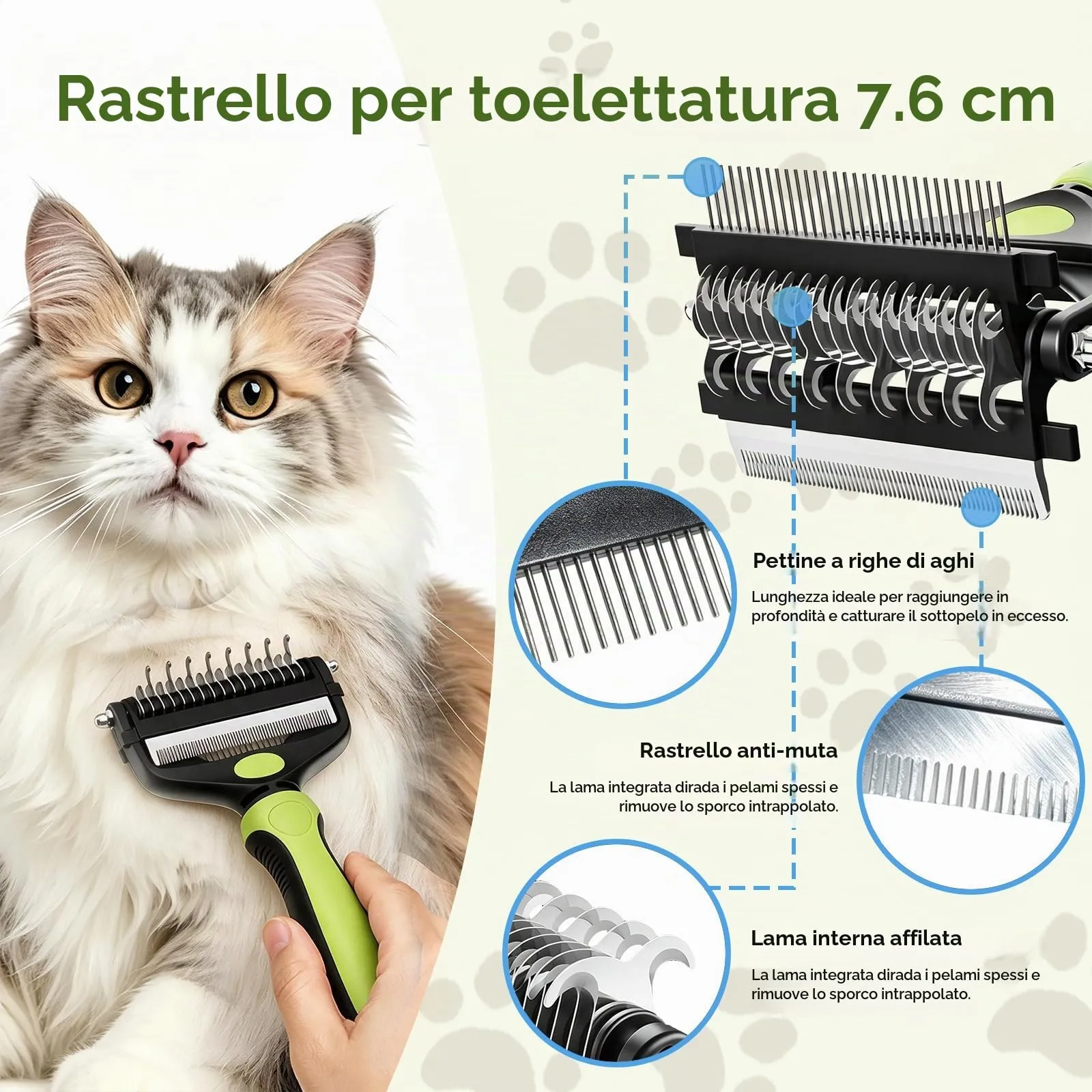 Spazzola per Cani & Pelo, Professionale Pettine Gatti per Pelo - immagine 3