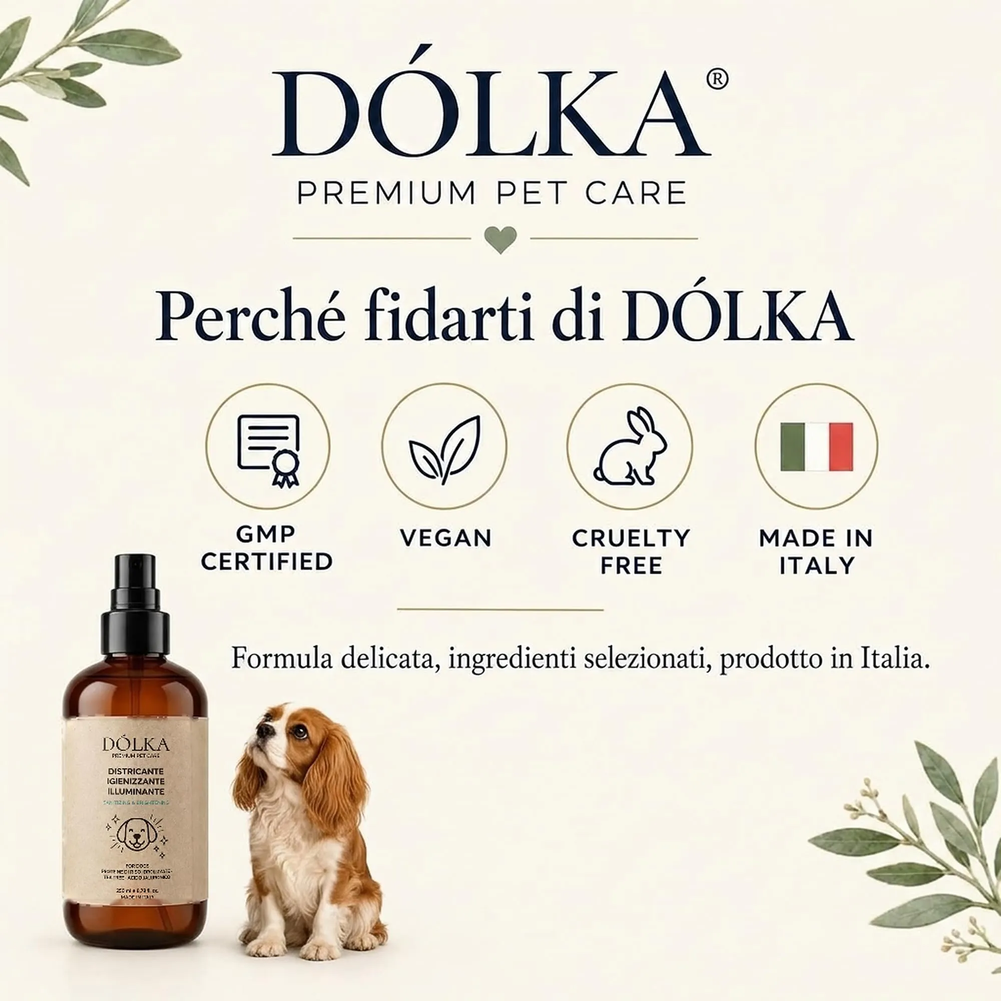 Dolka Districante Pelo Cane Senza Risciacquo 250 ml, Spray Sciogli Nodi per Cani, Districante e Illuminante, con Proteine del Riso, Aloe, Calendula, Lavanda e Canapa - immagine 9