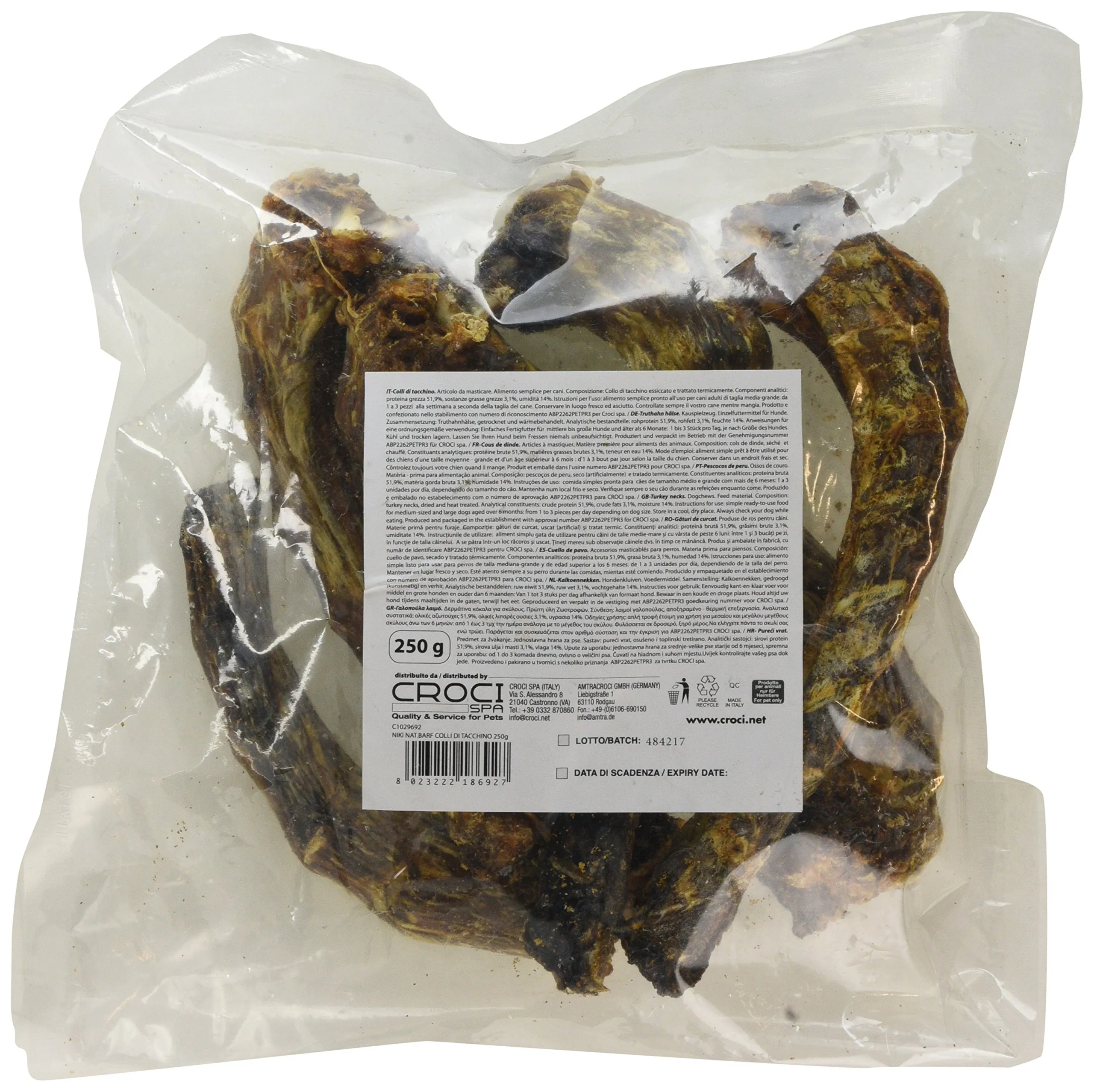 Croci Niki Natural Barf Dieta Barf per Cani Colli di Tacchino 250g 280 gr - immagine 2