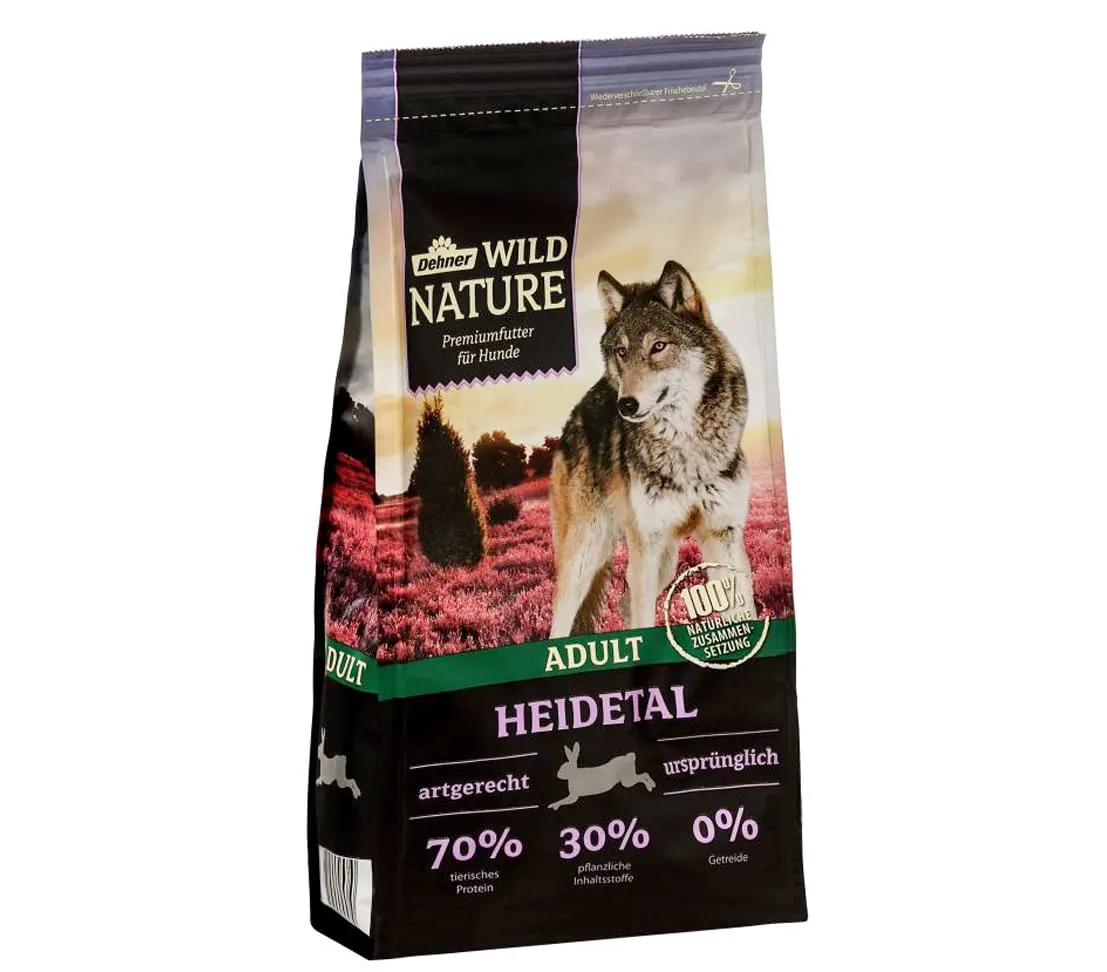 Dehner Wild Nature Heidetal, cibo secco senza cereali, senza zucchero, per cani adulti, conigli, 4 kg - immagine 1