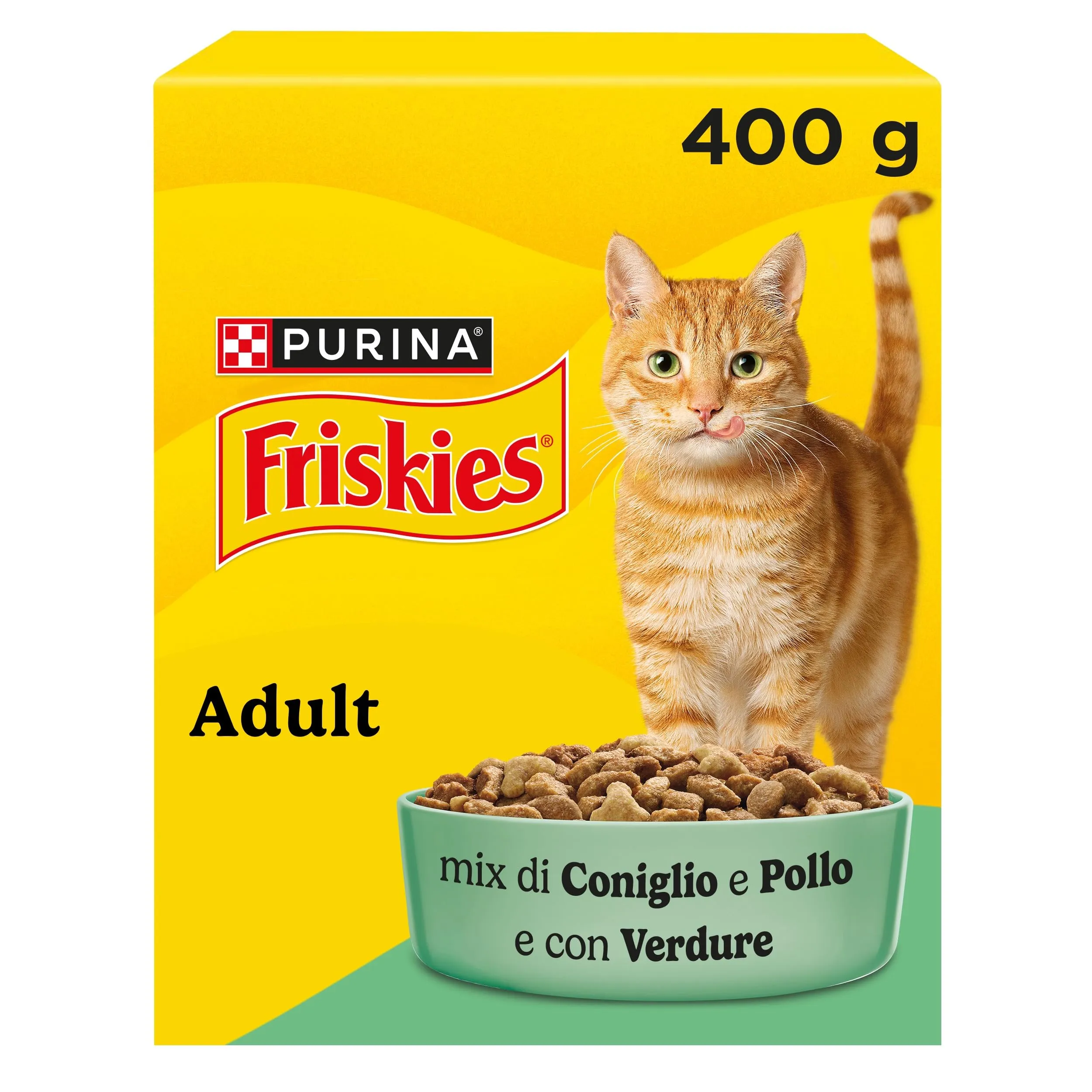 PURINA FRISKIES Adult con un gustoso mix di Coniglio e Pollo e con Verdure in scatola di cartone da 20 Sacchi da 400g - immagine 3