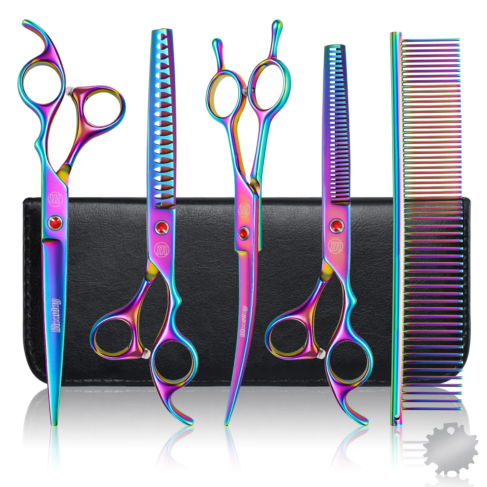Moontay 8 In 1 Set Forbici Toelettatura Cani Professionali, Colore - immagine 1