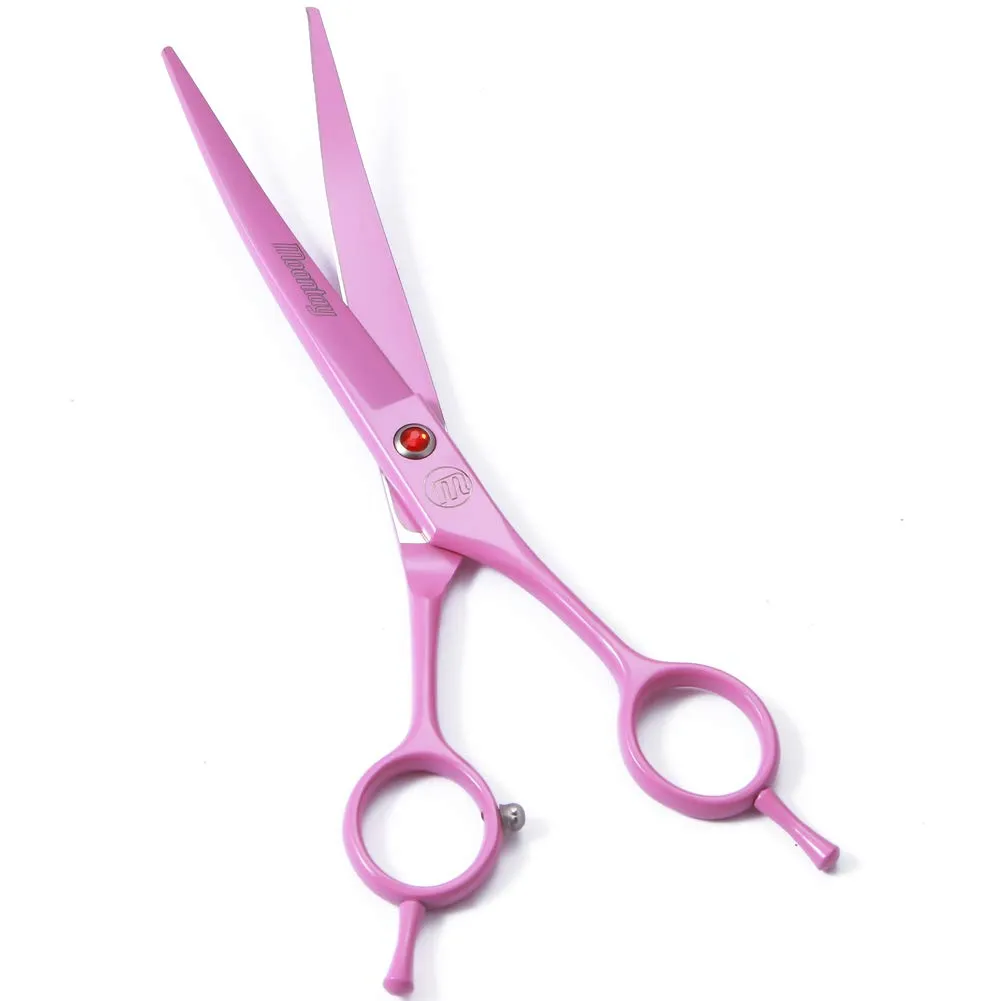 Set di forbici professionali per cani, forbici curve da 17,8 cm e 20,3 cm e forbici per sfoltire con pettine per toelettatura - immagine 2