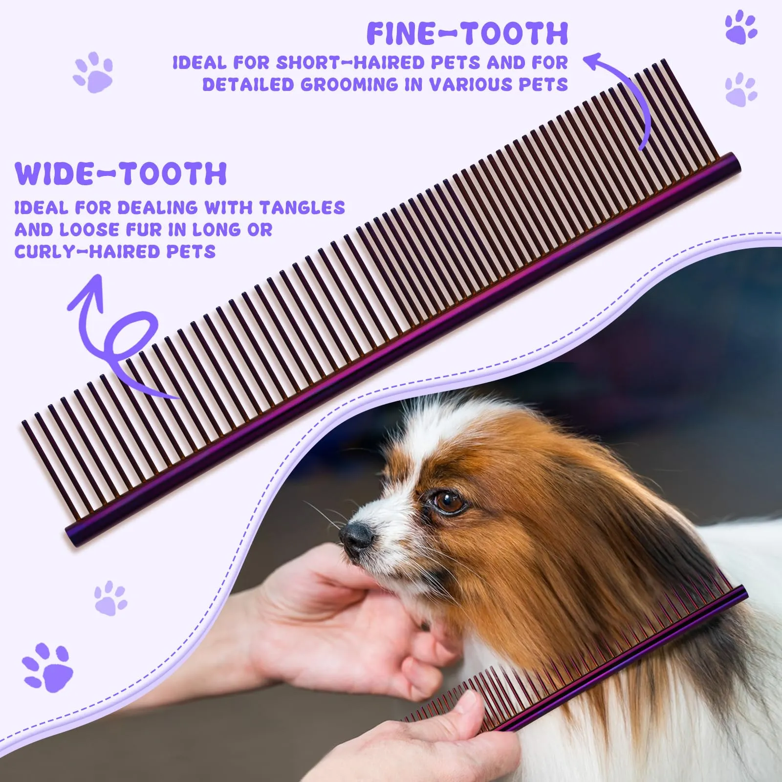 Moontay 8 In 1 Set Forbici Toelettatura Cani Professionali, Viola - immagine 6