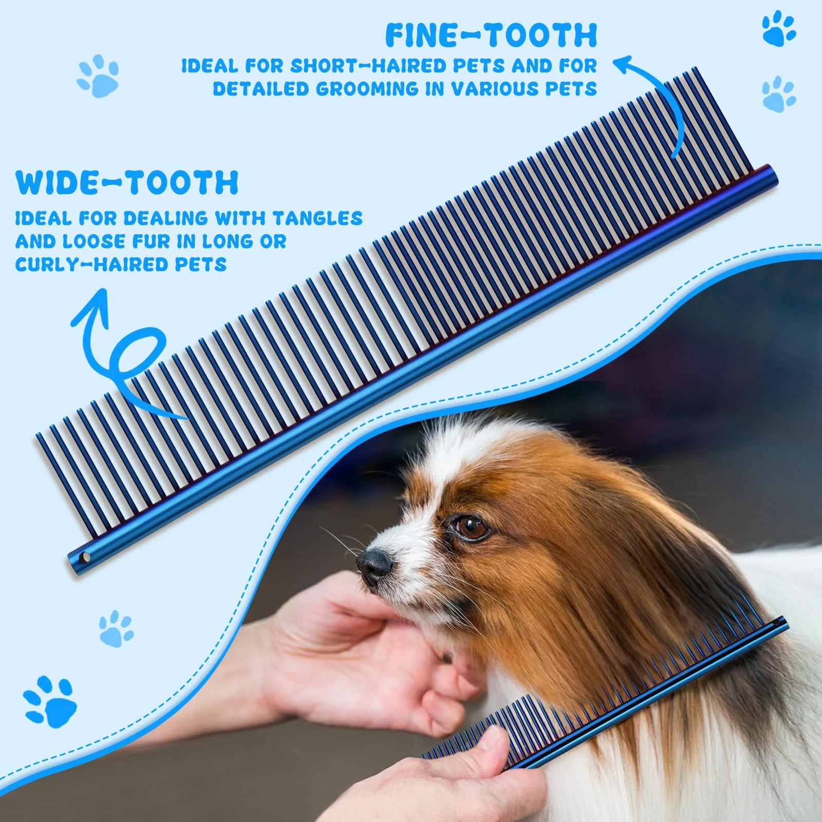 Moontay 8 In 1 Set Forbici Toelettatura Cani Professionali, Blu - immagine 6