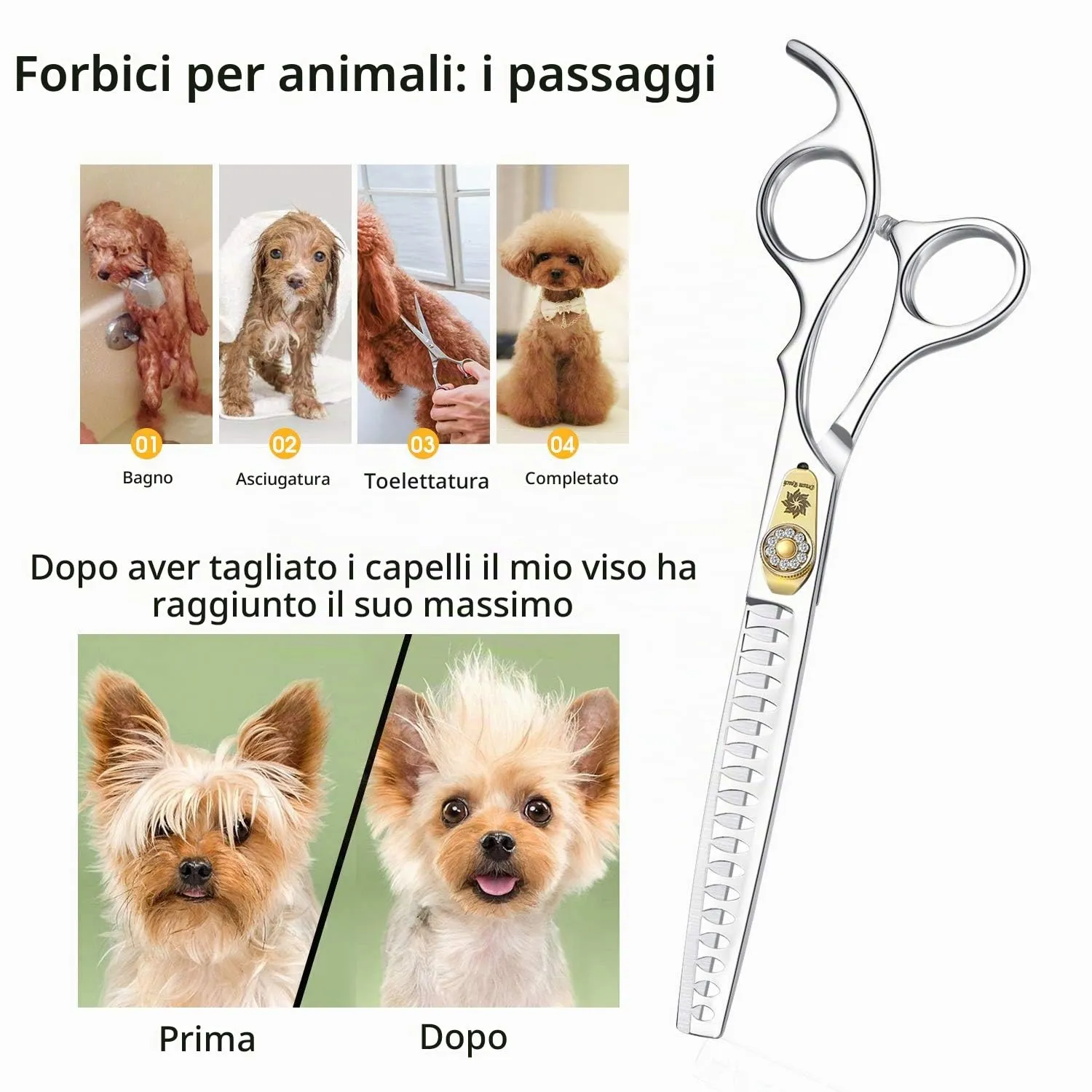 Dream Reach Forbici per Cani e Gatti da 7,0 Pollici - Toelettatura per Peli di Animali - Acciaio Inossidabile 440C Giapponese - immagine 4
