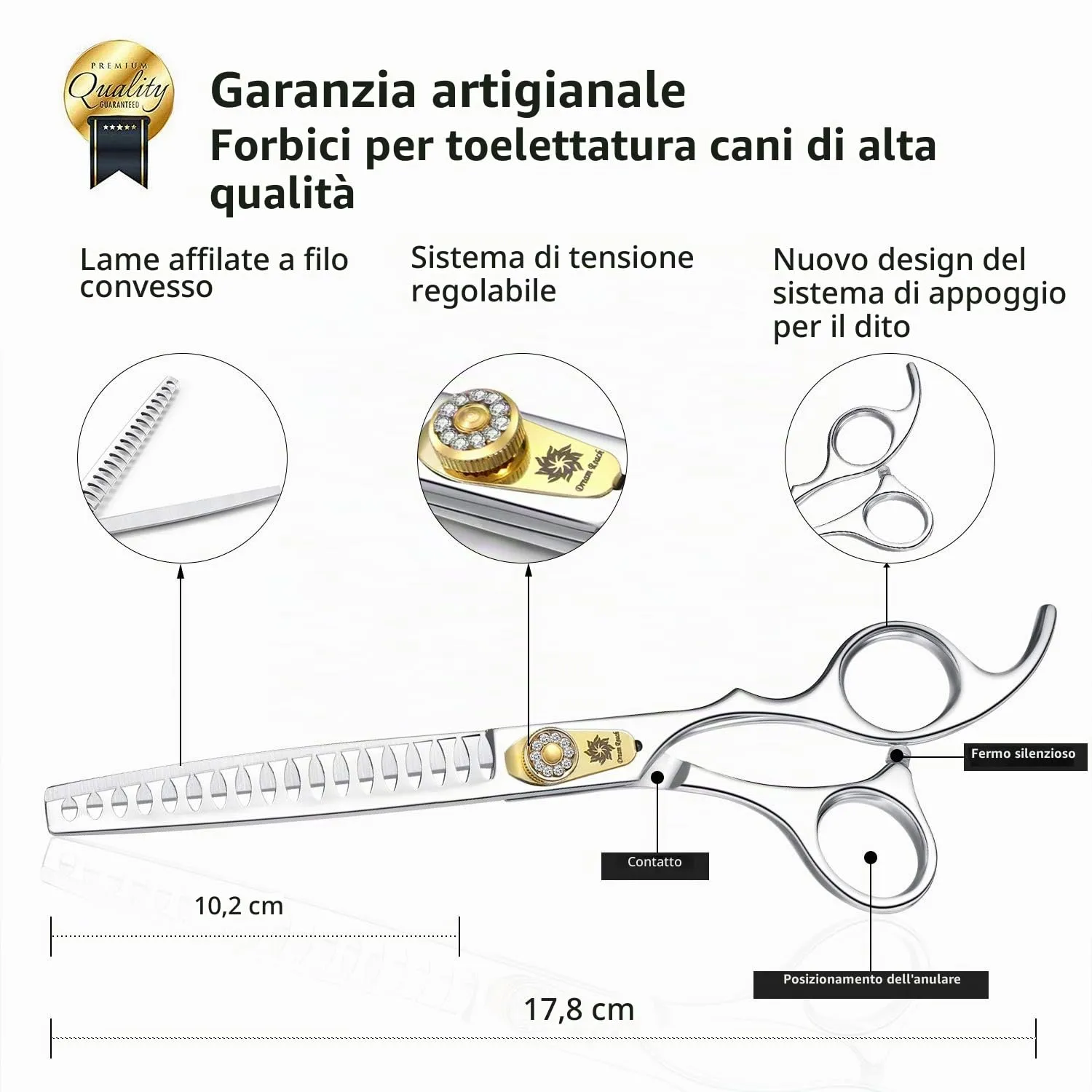 Dream Reach Forbici per Cani e Gatti da 7,0 Pollici - Toelettatura per Peli di Animali - Acciaio Inossidabile 440C Giapponese - immagine 5