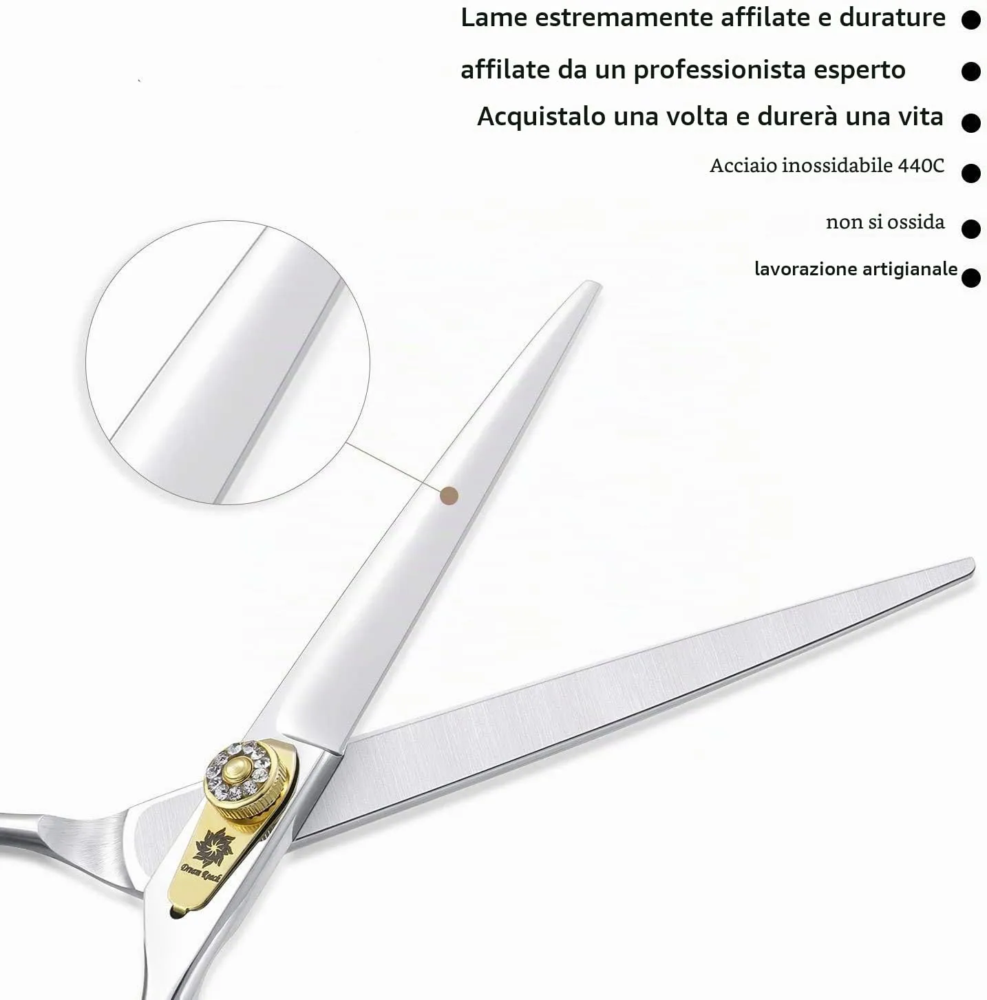 Dream Reach Forbici Dritte da 7,0 Pollici per Cani e Gatti - Toelettatura per Peli di Animali - Acciaio Inossidabile 440C Giapponese - immagine 2