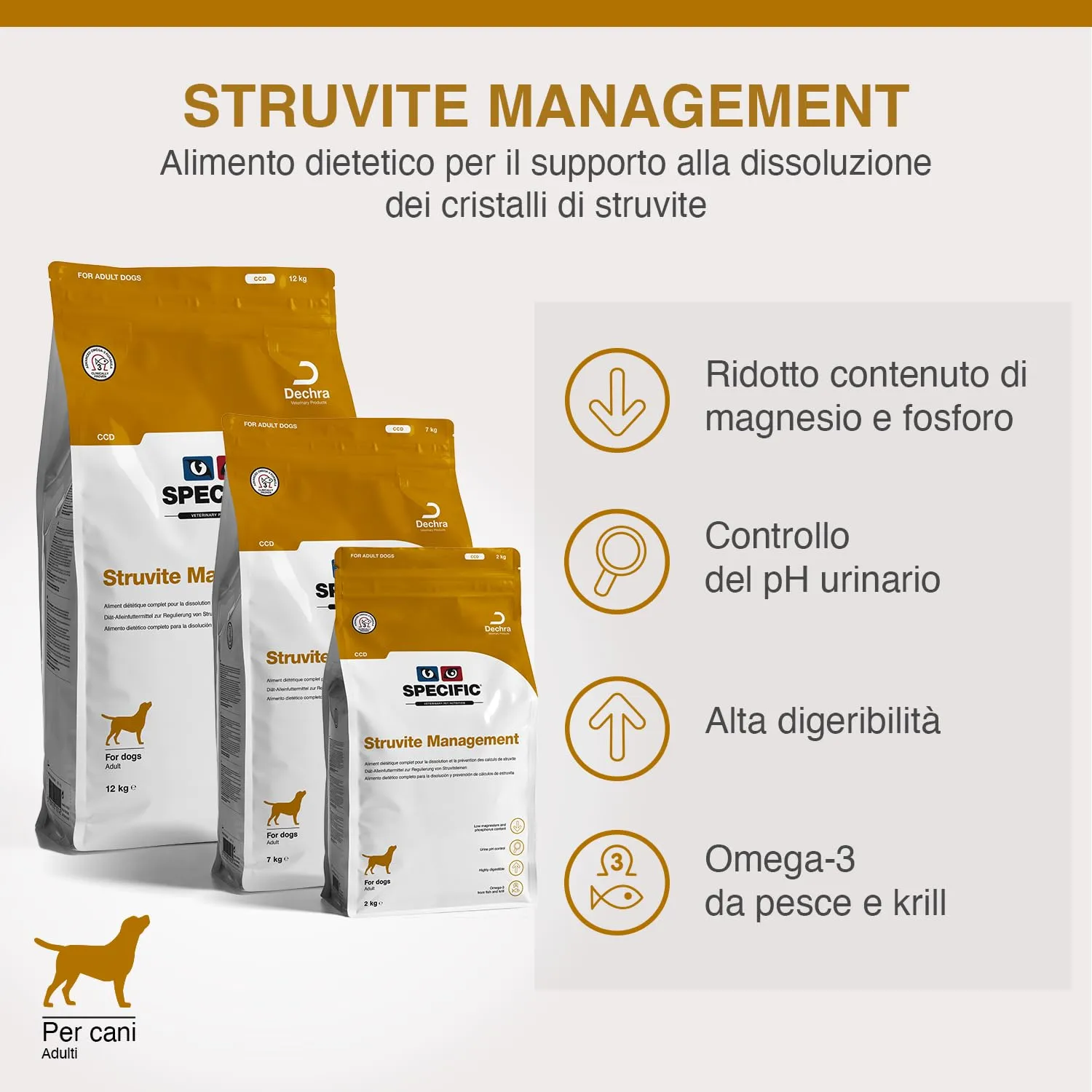 SPECIFIC® Struvite Management (CDD) - 12kg - Crocchette per cani adulti - Prevenzione e scioglimento dei calcoli di struvite - Basso contenuto di magnesio e fosforo - DECHRA Veterinary Products - immagine 2