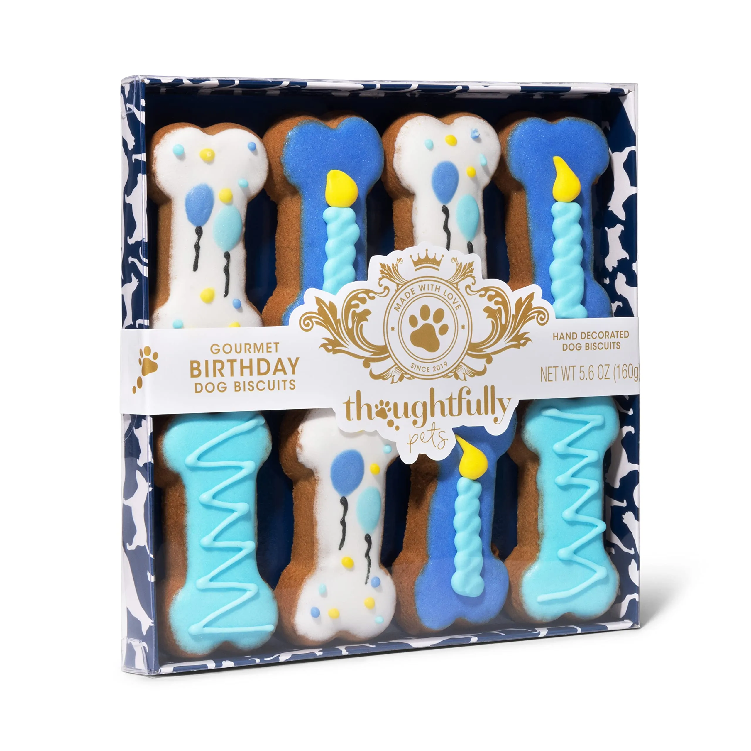 Thoughtfully Pets – Set 8 Biscotti di Compleanno per Cani – Decorati a Mano a Forma di Osso – Azzurro – Regalo Perfetto per Cagnolini – Set da 8 - immagine 4