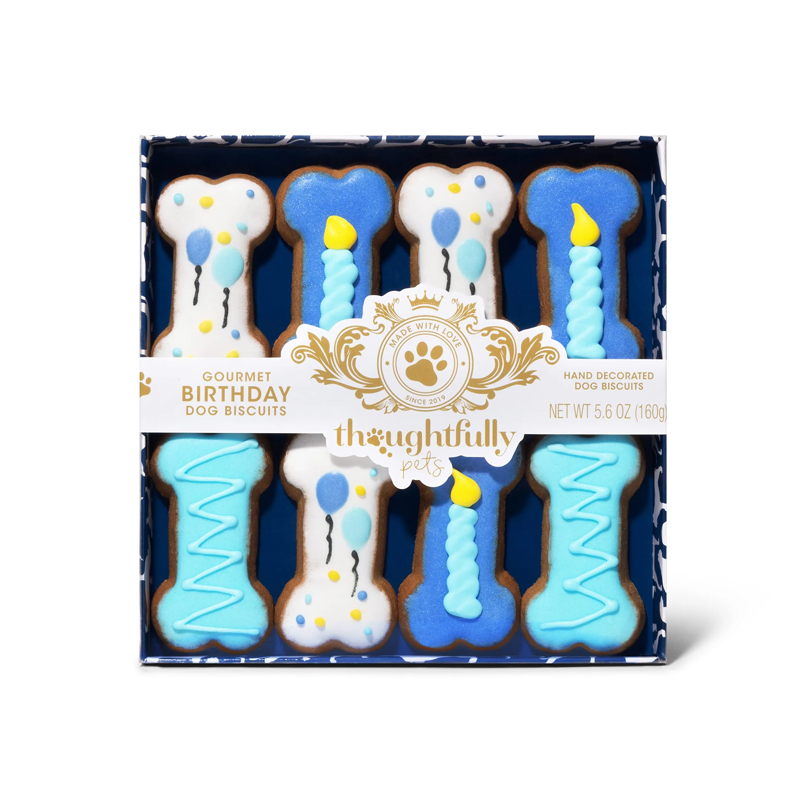 Thoughtfully Pets – Set 8 Biscotti di Compleanno per Cani – Decorati a Mano a Forma di Osso – Azzurro – Regalo Perfetto per Cagnolini – Set da 8 - immagine 6