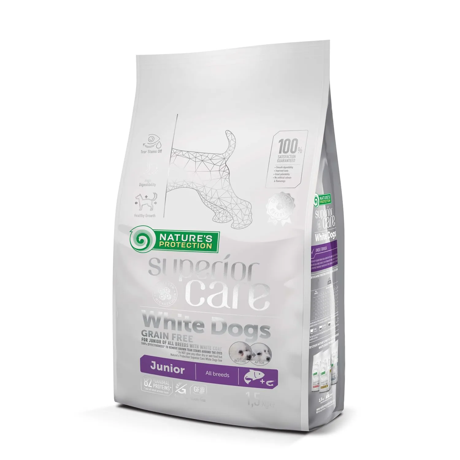 Natures protection white dog puppy grain free Salmone 1,5 kg - immagine 1