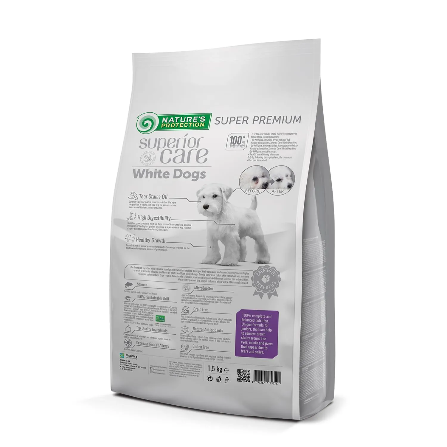 Natures protection white dog puppy grain free Salmone 1,5 kg - immagine 2