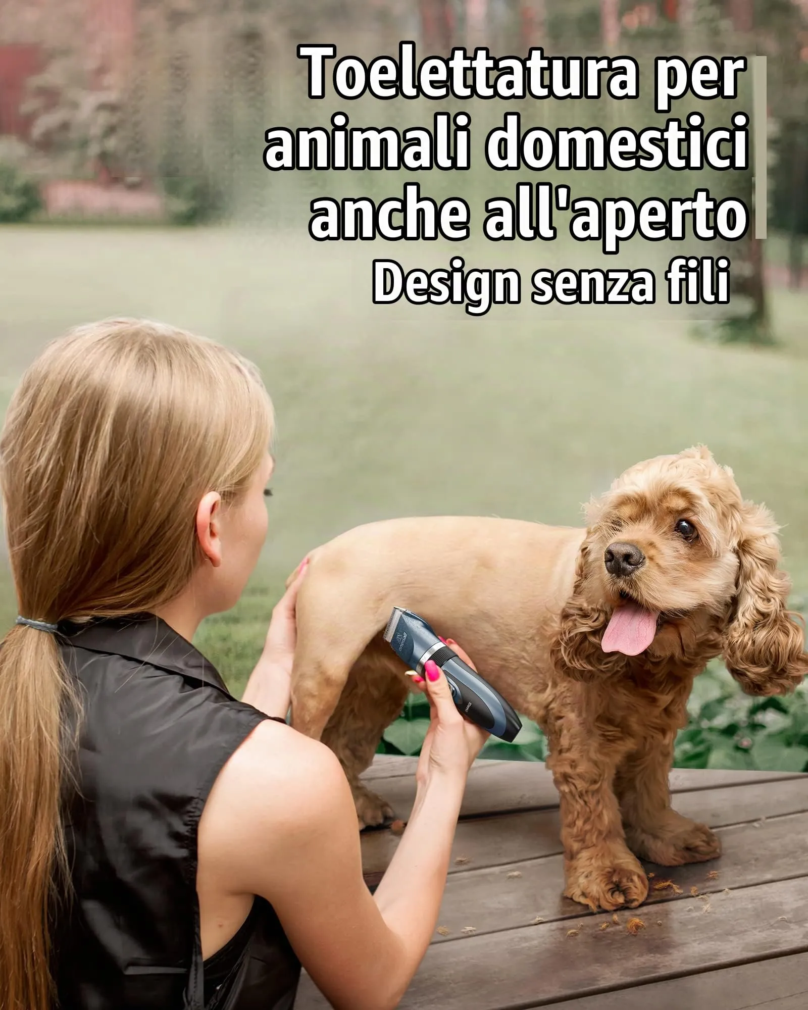 oneisall Tosatrice per Cani Professionale rumore basso Rasoio per cani Toelettatura Cani Gatti Animali Tosatore (Blu) - immagine 3