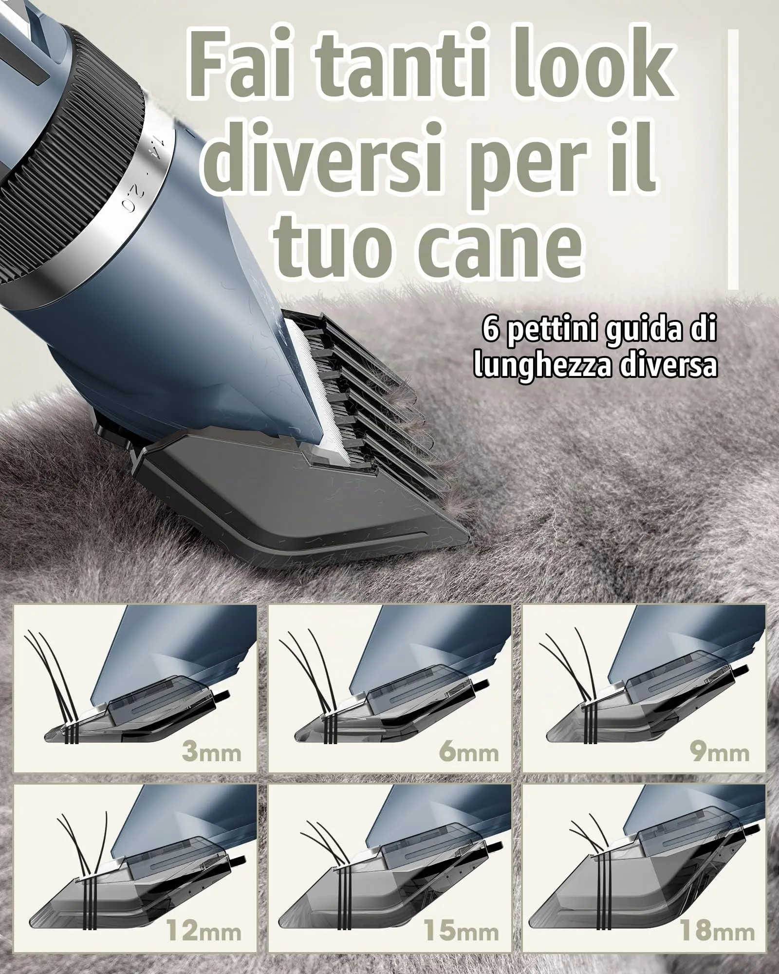 oneisall Tosatrice per Cani Professionale rumore basso Rasoio per cani Toelettatura Cani Gatti Animali Tosatore (Blu) - immagine 5
