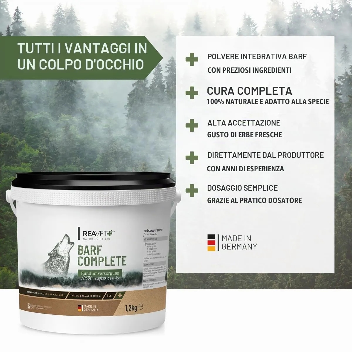 ReaVET Barf Complete Polvere per Cani 1,2 kg - Barfen per Cani, Additivo Completo Barf, Minerali & Vitamine, Barf per Cani - immagine 2