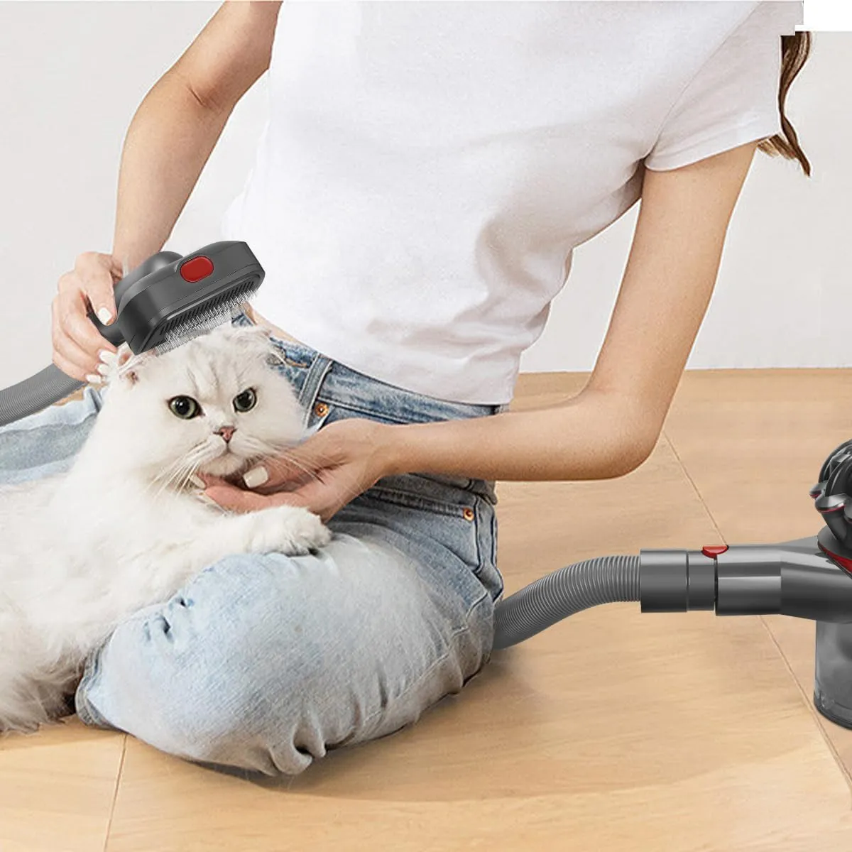 MOPEI 3 in 1 Spazzola di Aspirazione per Gatti e Cani Autopulente, Cardatore per Cani Pelo Lungo/Corto Compatibile con Dyson Gen5 V15 V12 V11 V10 V8 V7 Aspirapolvere - immagine 8