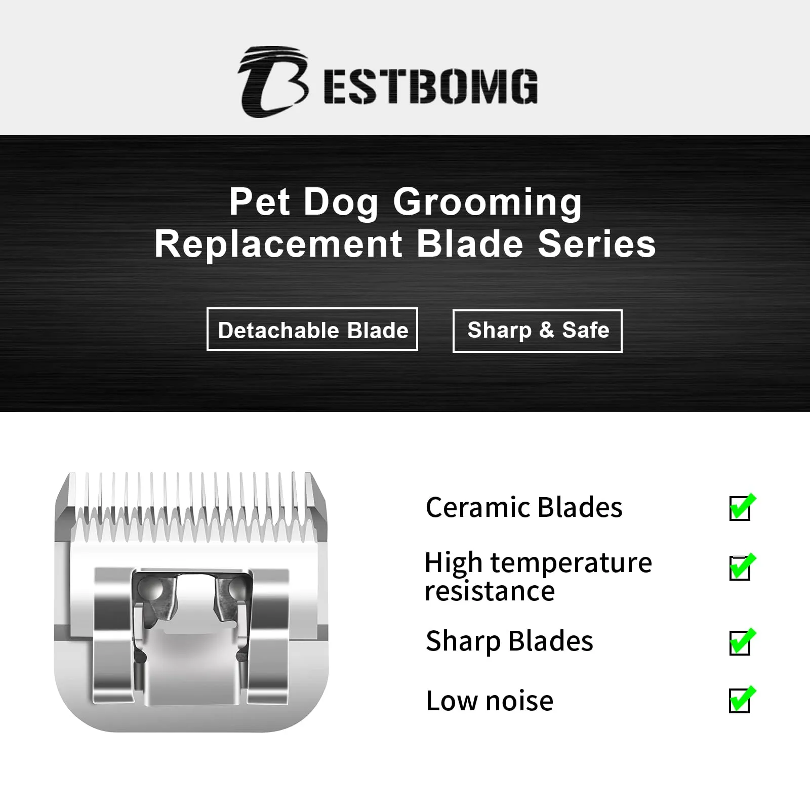 BESTBOMG 2 Pezzi Lama di Ricambio per toelettatura di Cani, Compatibile con Le Serie Heiniger/Moser Max45/Andis/A5 Tosaerba per Cani, Taglia 5FC 1/4"(6,3mm) Lunghezza di Taglio - immagine 2
