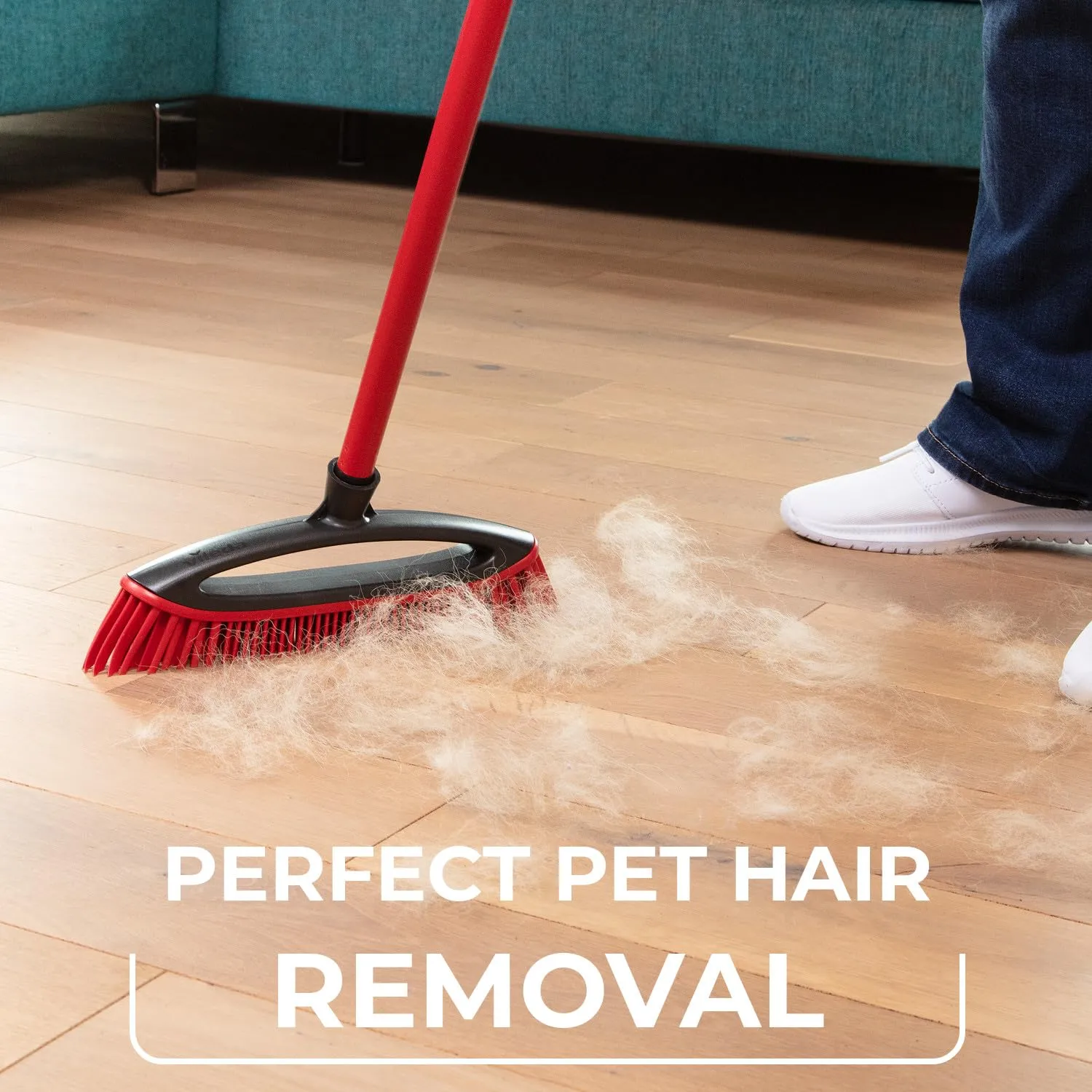 Vileda Pet Pro Always Clean - Scopa in gomma perfetta per rimuovere i peli di animali domestici, attira e raccoglie sporco e peli di animali domestici, sicura ed efficace per tutti i pavimenti, facile - immagine 3