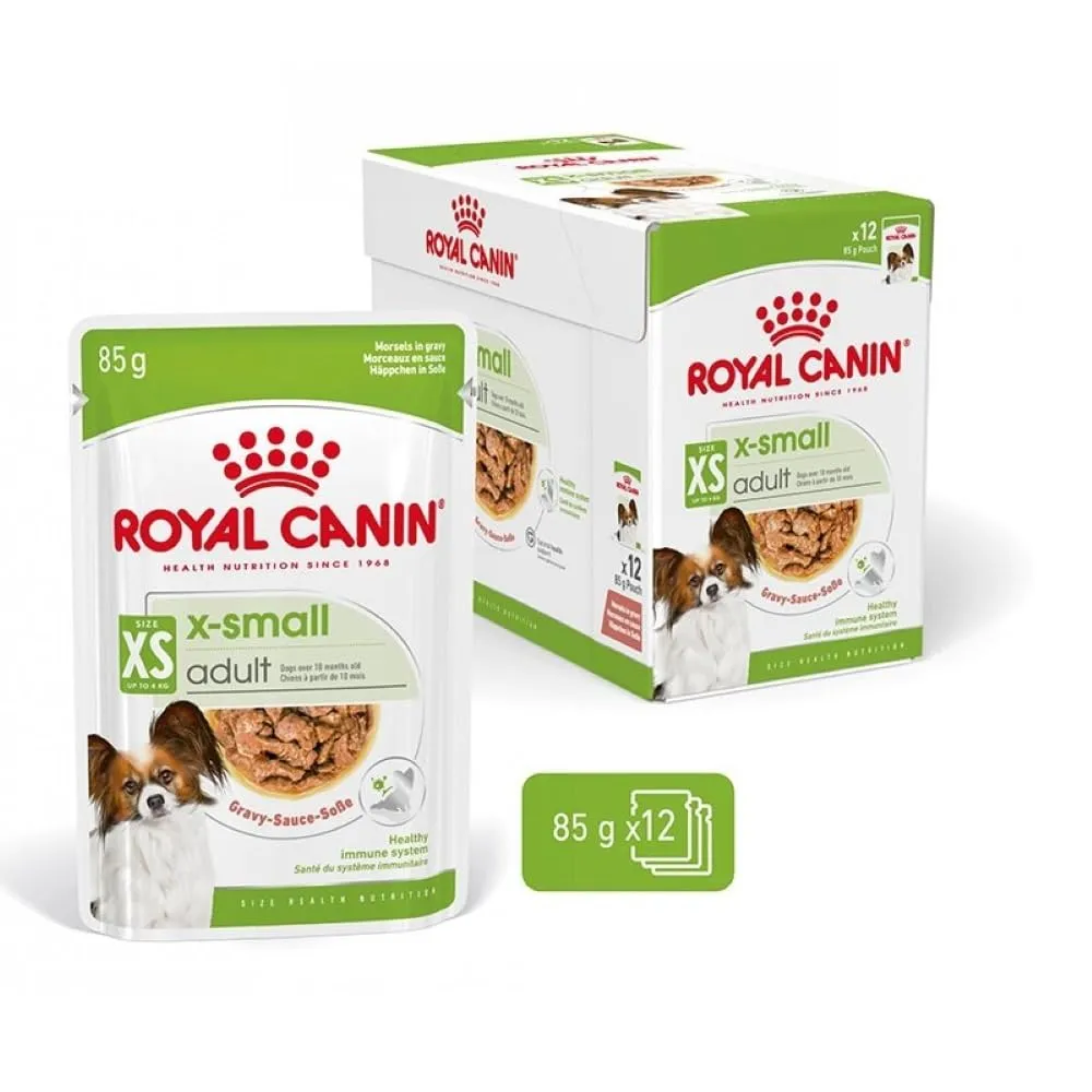 ROYAL CANIN X-Small Adult | Confezione Doppia | 2 x 12 x 85 g | Cibo umido per cani adulti e molto piccoli | A partire dal 10° mese | Con bocconcini in salsa | In buste - immagine 2