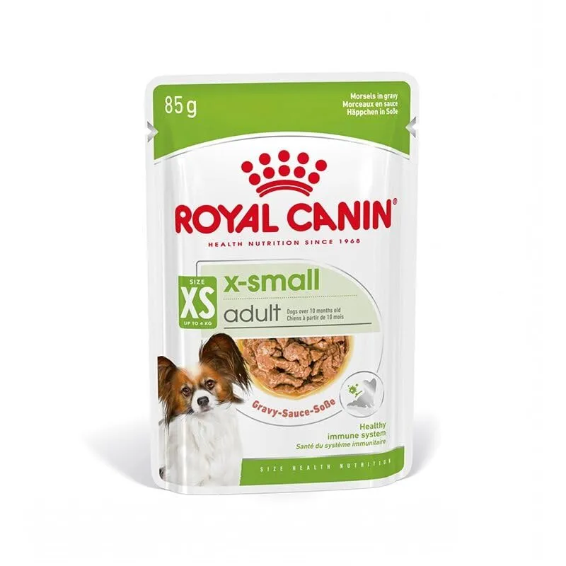 ROYAL CANIN X-Small Adult | Confezione Doppia | 2 x 12 x 85 g | Cibo umido per cani adulti e molto piccoli | A partire dal 10° mese | Con bocconcini in salsa | In buste - immagine 4