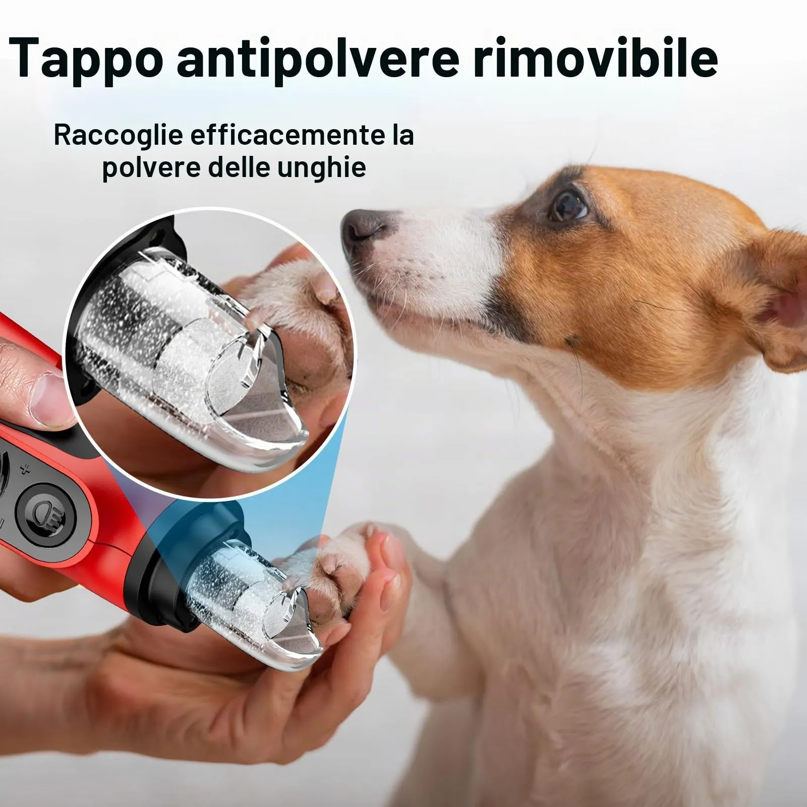 Casfuy Smerigliatrice per unghie intelligente a 6 velocità, 50% in più di potenza per animali domestici, con 2 luci LED, silenzioso, ricaricabile, elettrico, per cani e gatti di taglia grande, media e - immagine 6