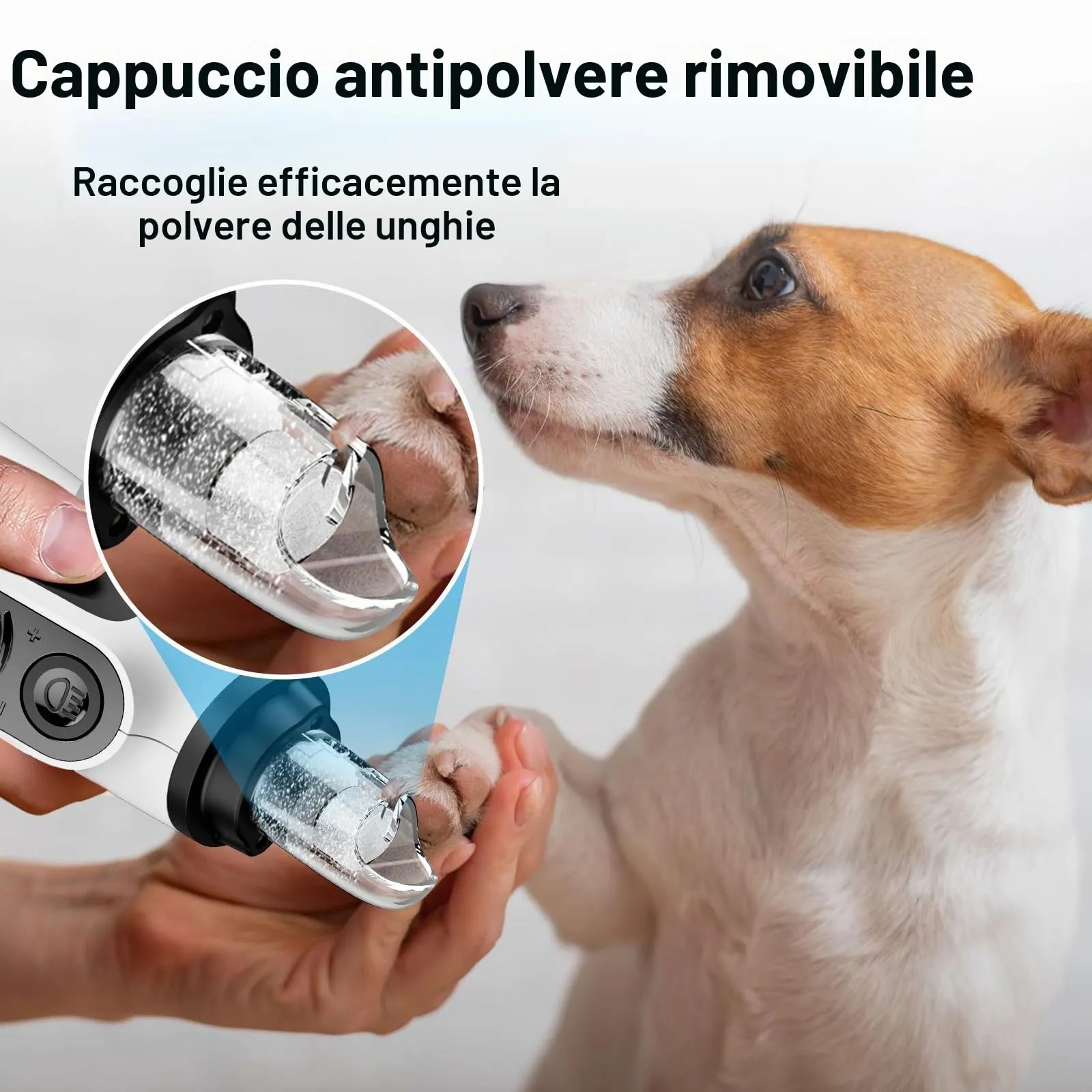 Casfuy Smerigliatrice per unghie intelligente a 6 velocità, 50% in più di potenza per animali domestici, con 2 luci LED, silenzioso, ricaricabile, elettrico, per cani e gatti di taglia grande, media e - immagine 6