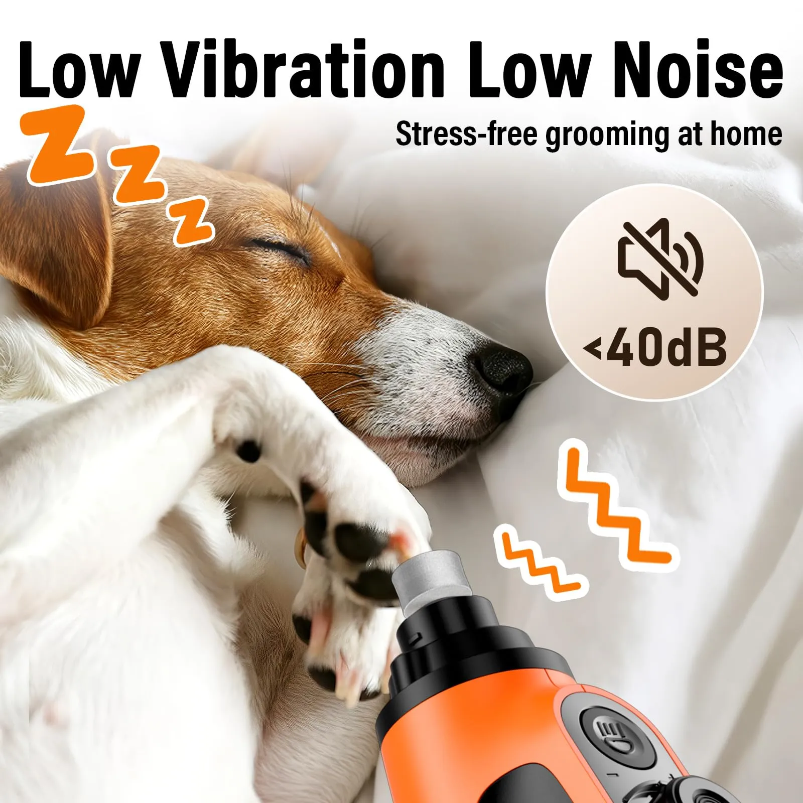 Casfuy Smerigliatrice per unghie intelligente a 6 velocità, 50% in più di potenza per animali domestici, con 2 luci LED, silenzioso, ricaricabile, elettrico, per cani e gatti di taglia grande, media e - immagine 4