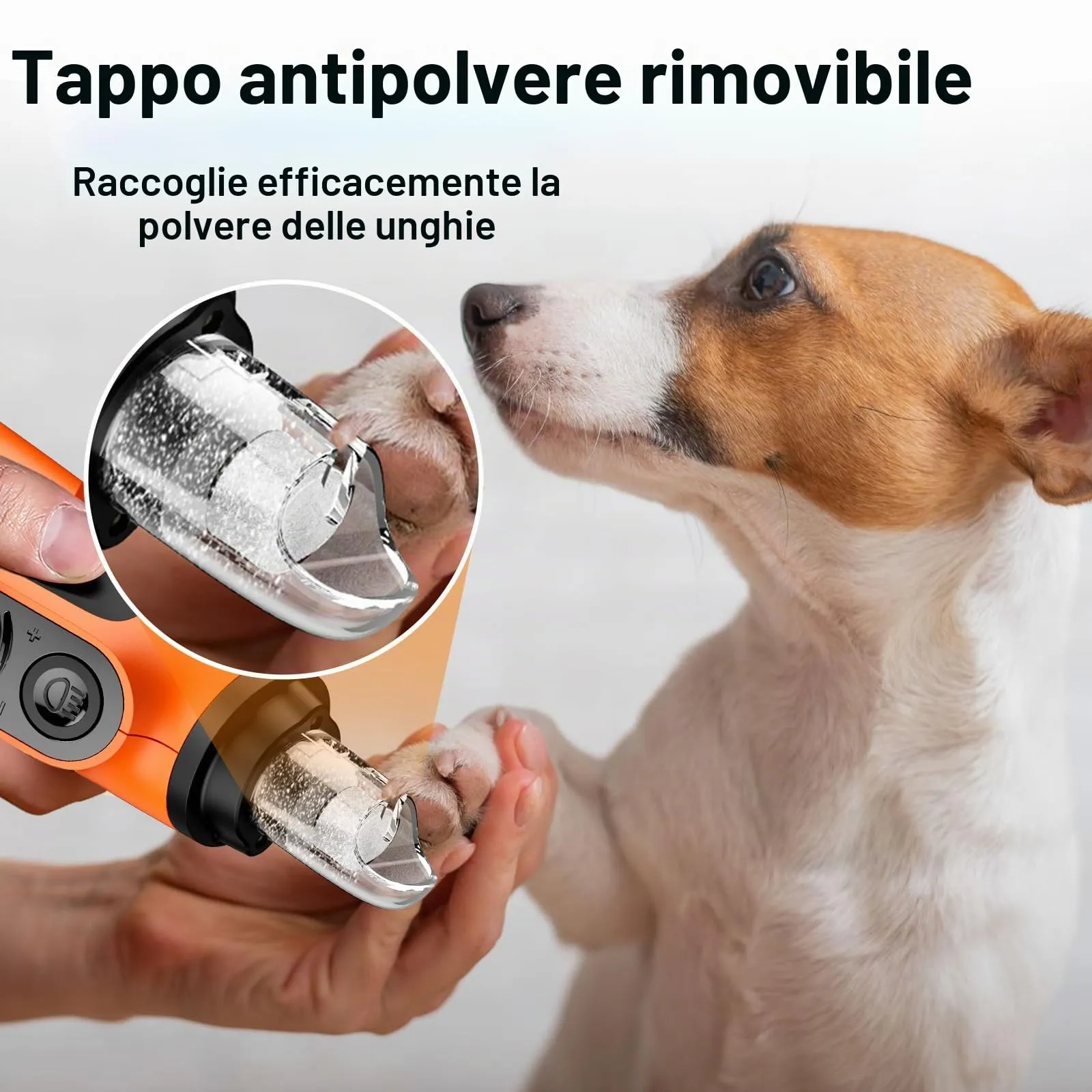 Casfuy Smerigliatrice per unghie intelligente a 6 velocità, 50% in più di potenza per animali domestici, con 2 luci LED, silenzioso, ricaricabile, elettrico, per cani e gatti di taglia grande, media e - immagine 6