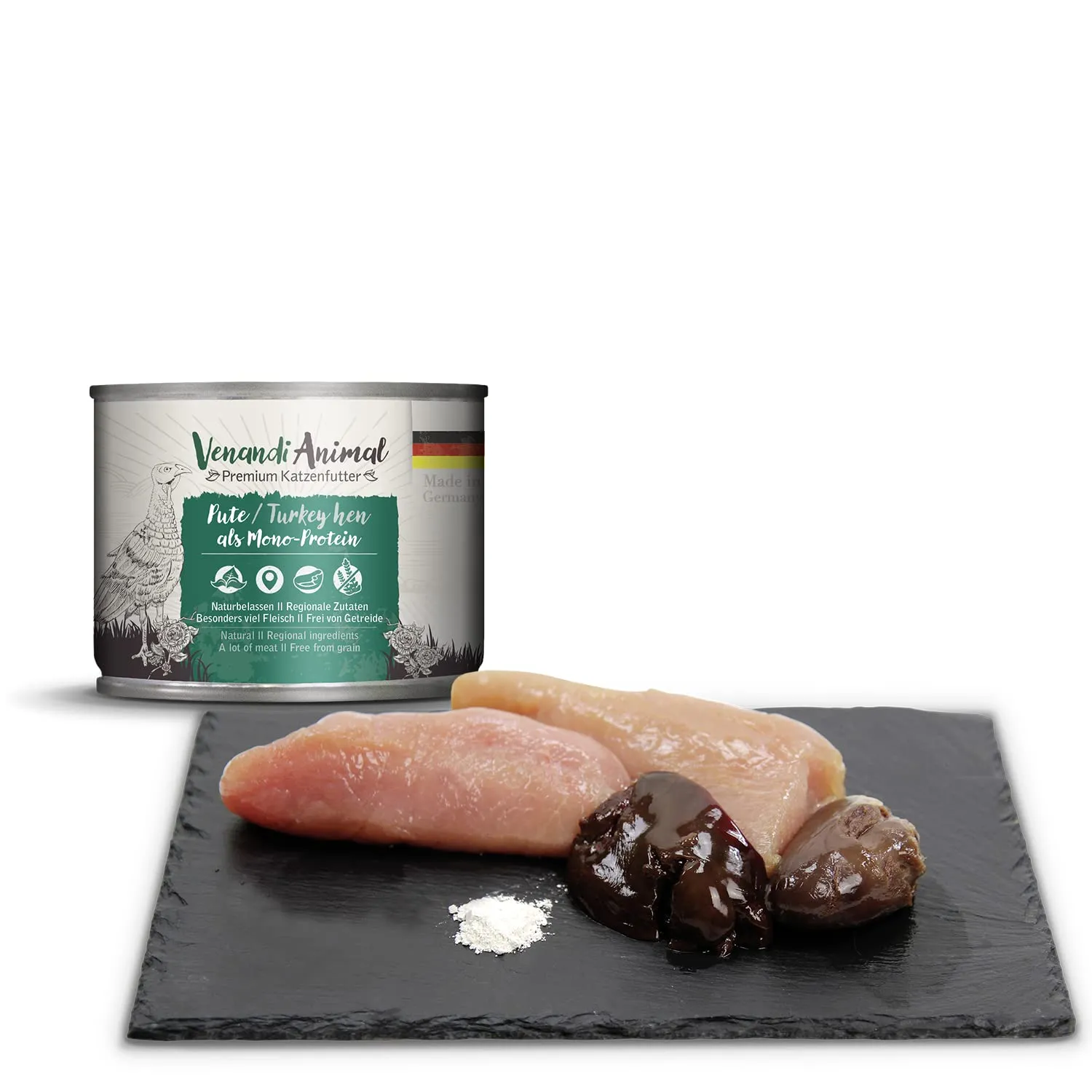 Venandi Animal Mangime per Gatti Premium, Gallina di Tacchino come Mono-Proteina, Senza Cereali - Pacco da 12 x 200 g - immagine 2