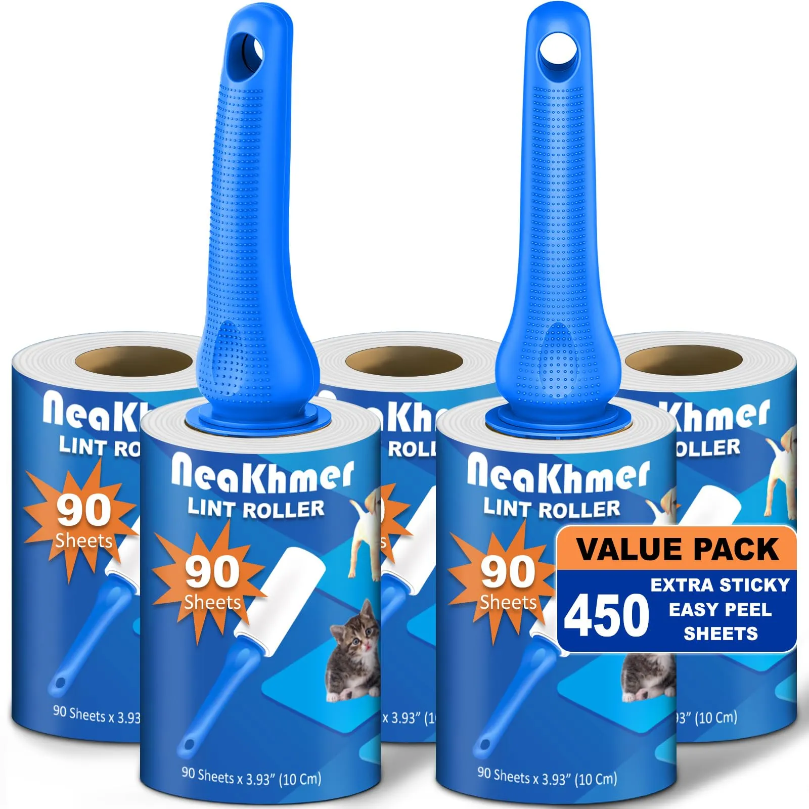 Rotolo di lanugine per peli di animali – Confezione da 5 pezzi da 450 fogli – Easy Peel – Rotoli di lanugine per vestiti e mobili - immagine 1