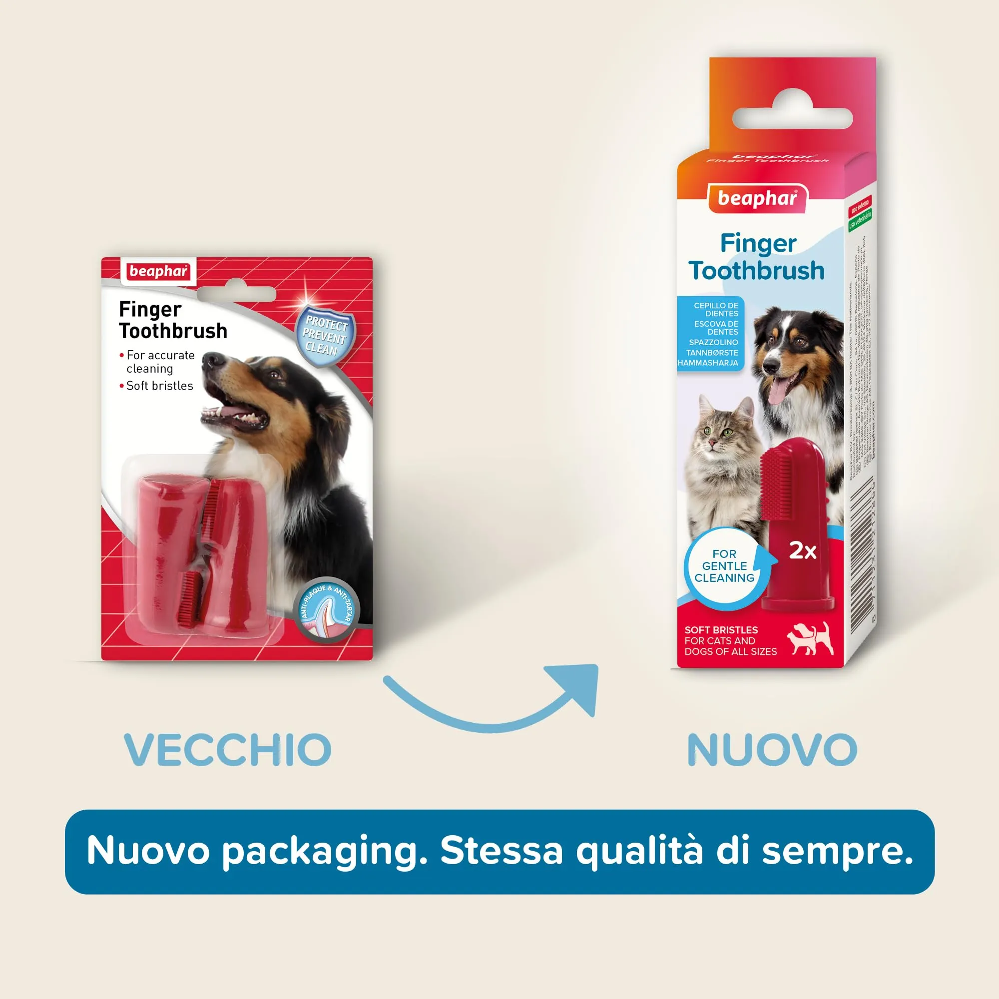 Beaphar, Spazzolino da Dito per Cani e Gatti, Prevenzione della Placca Dentale e dell'Alitosi, Elimina i Residui di Cibo e Riduce i Batteri, Setole Morbide, Facile da Usare - immagine 2