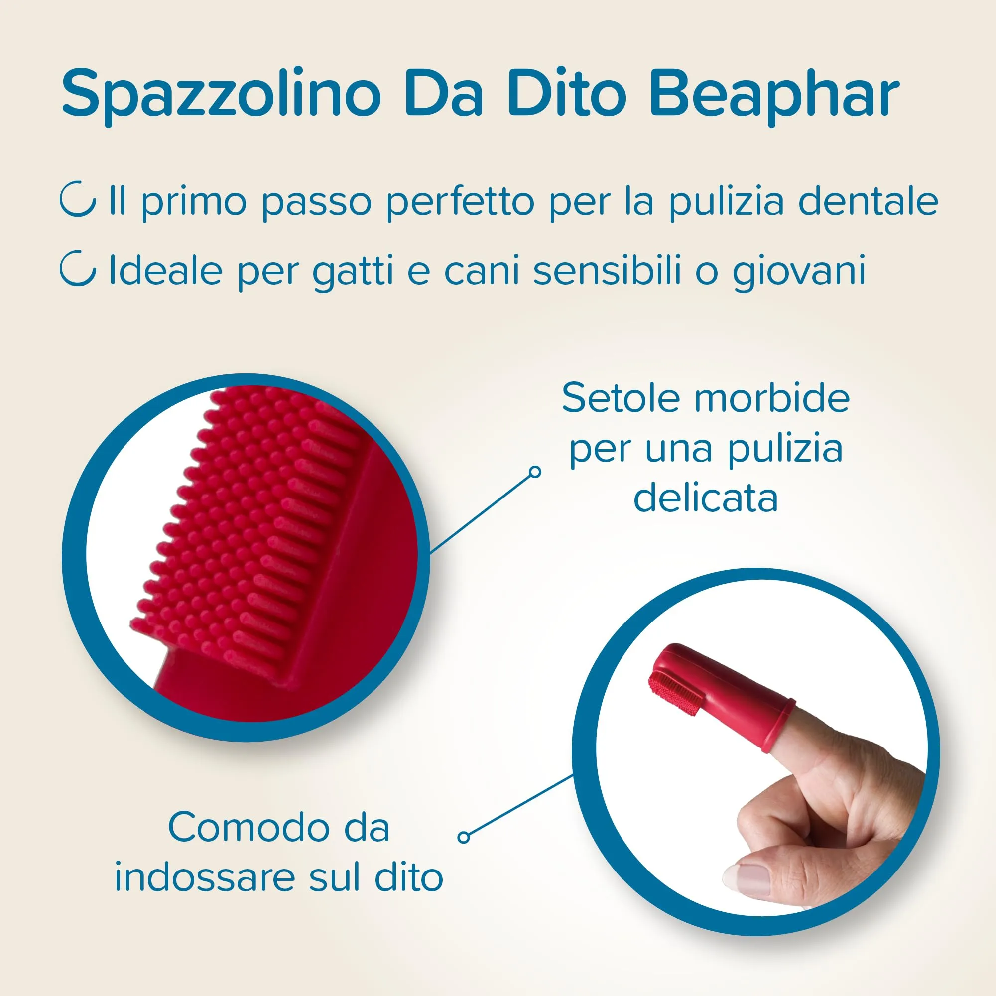 Beaphar, Spazzolino da Dito per Cani e Gatti, Prevenzione della Placca Dentale e dell'Alitosi, Elimina i Residui di Cibo e Riduce i Batteri, Setole Morbide, Facile da Usare - immagine 4