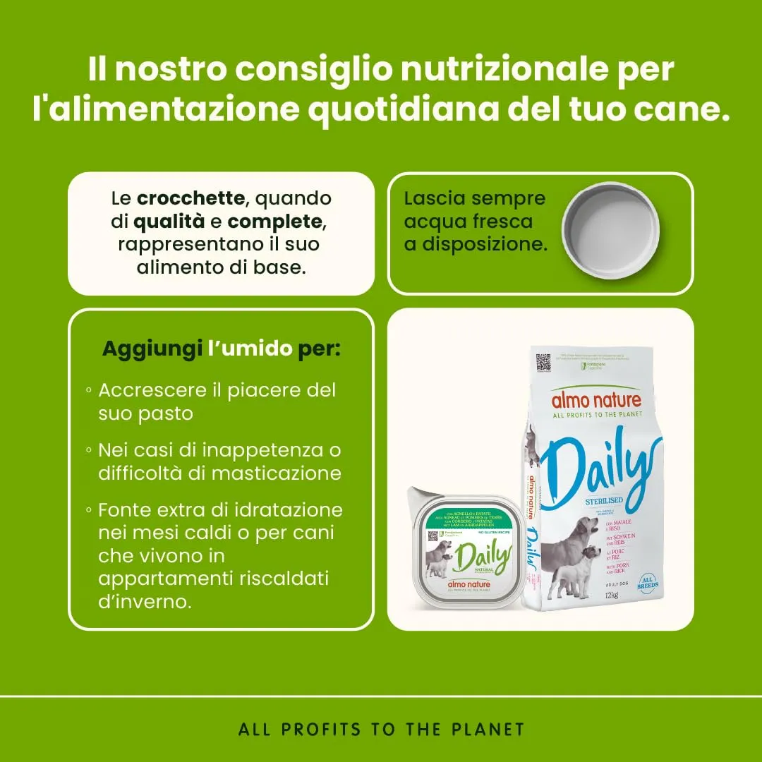 Almo Nature Daily - Crocchette per Cani Sterilizzati - Ideale per il Controllo del Peso - Gusto Maiale e Riso - Sacco da 12 kg - immagine 3