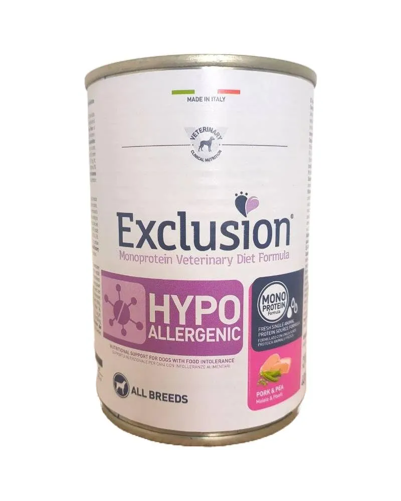 Hypoallergenic Exclusion con Maiale e Piselli (confezione da 6x400g) All Breeds - immagine 1