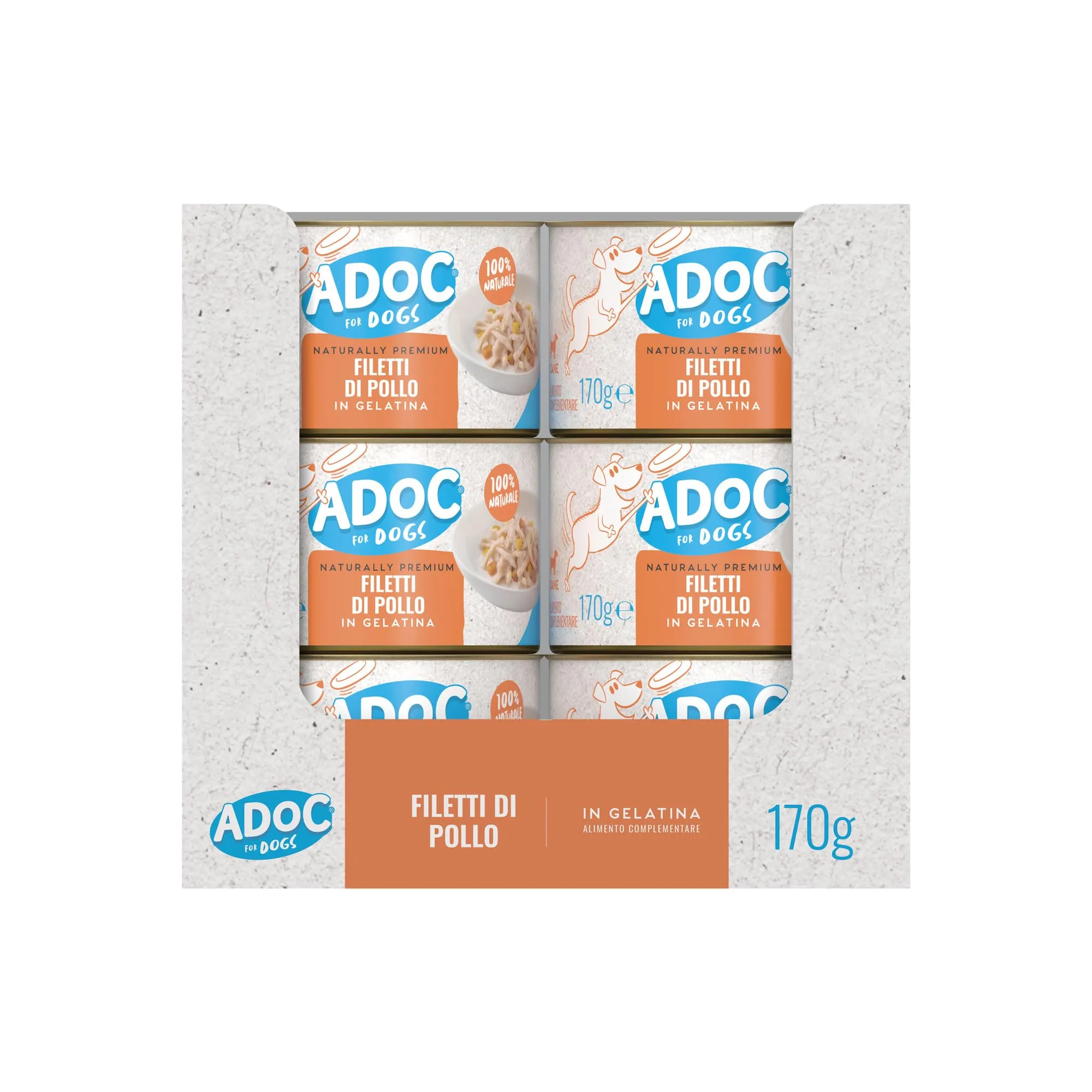 Adoc Naturally Premium, Cibo Umido Complementare per Cani Filetti di Pollo, 24 Lattine da 170 grammi in Gelatina Senza Conservanti e Coloranti - immagine 3