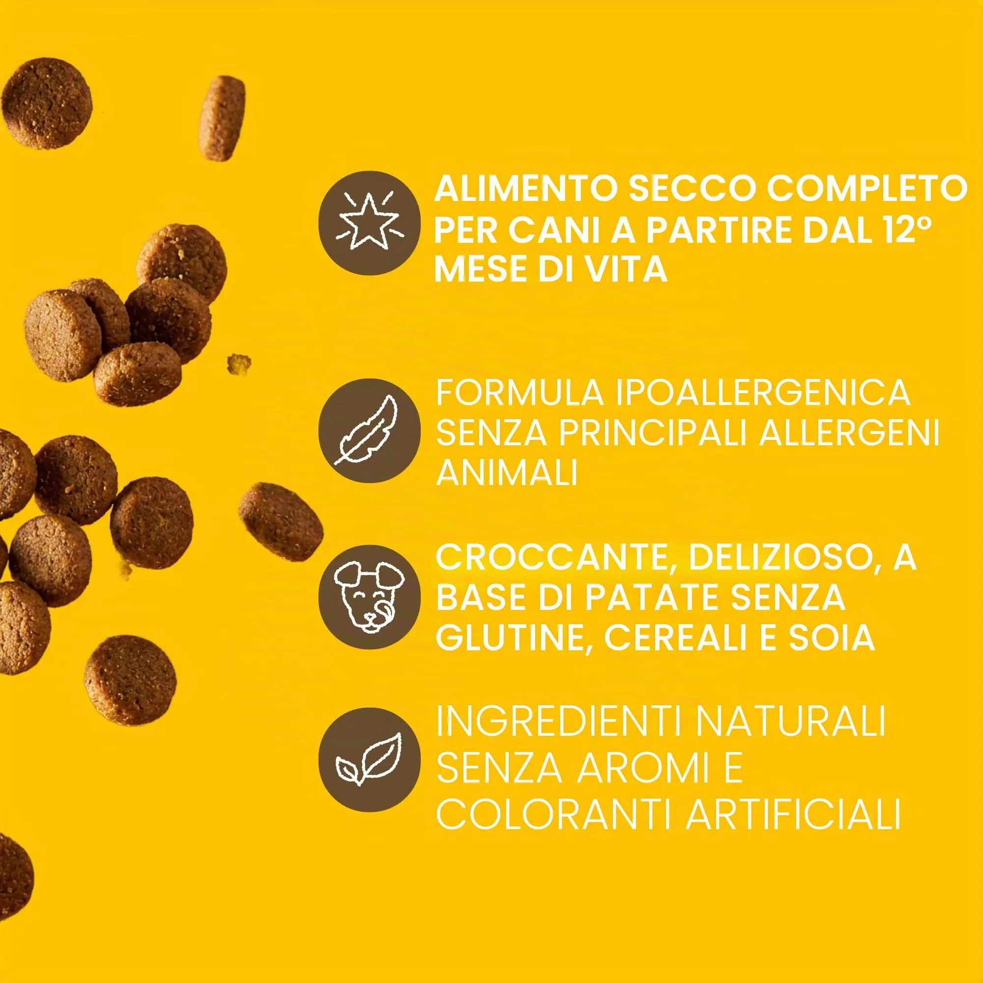 VEGDOG Farmer's Crunch Crocchette Ipoallergeniche (10 kg) | Cani Adulti | Senza Glutine e Soia, Povero di Purine | Alimento Completo per Allergici con Proteine di Patata - immagine 3