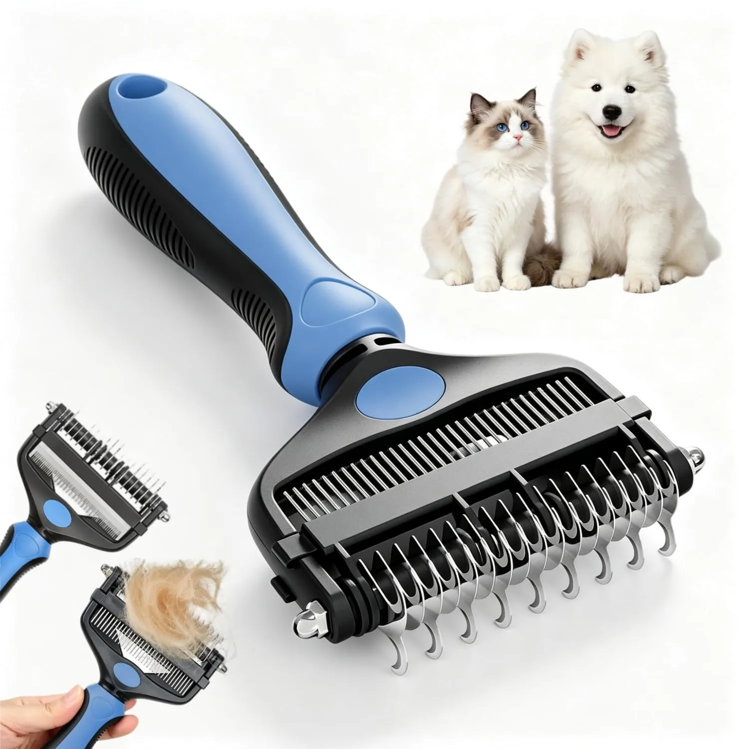 Spazzola per Cani & Pelo, Professionale Pettine Gatti per Pelo (blu) - immagine 1