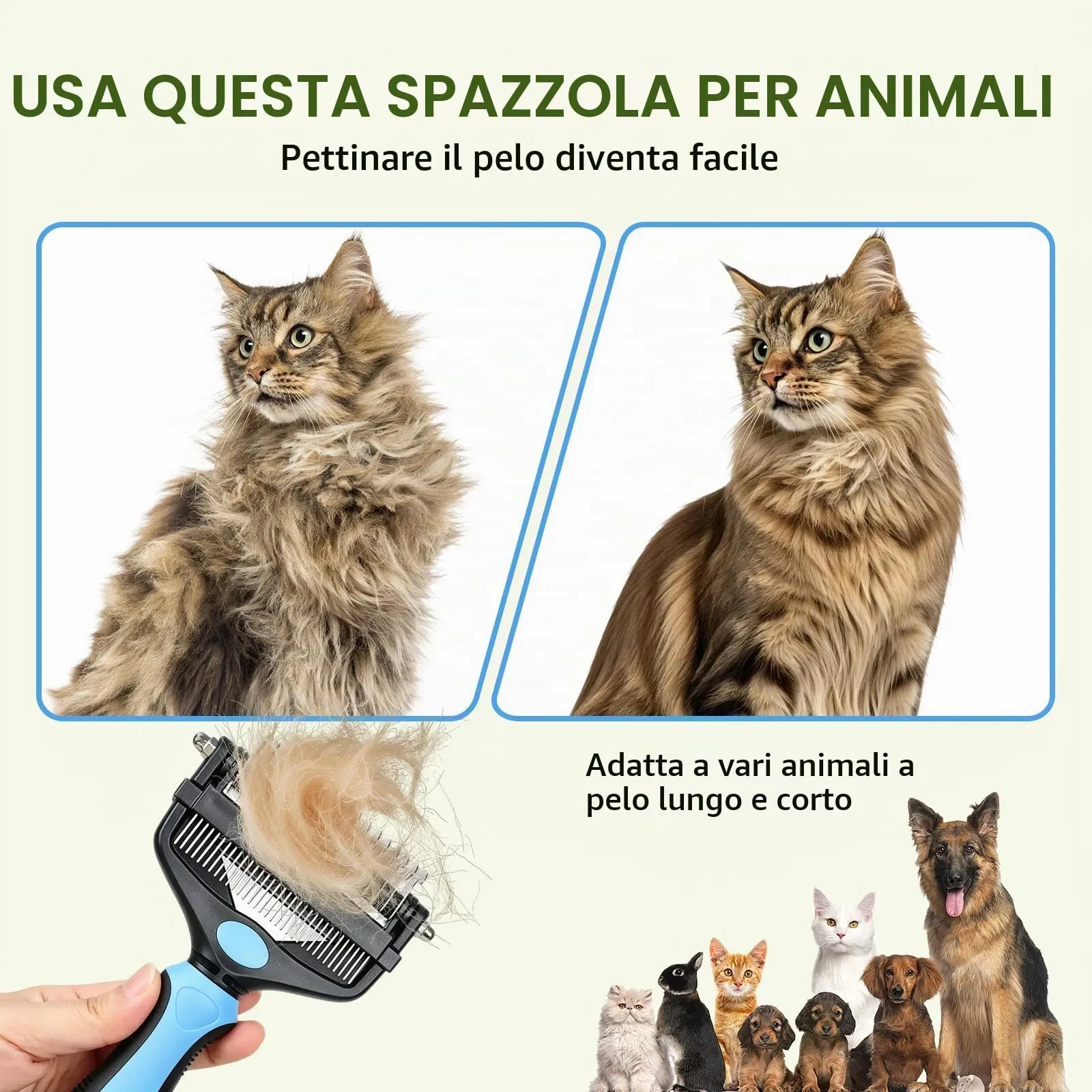Spazzola per Cani & Pelo, Professionale Pettine Gatti per Pelo (blu) - immagine 5