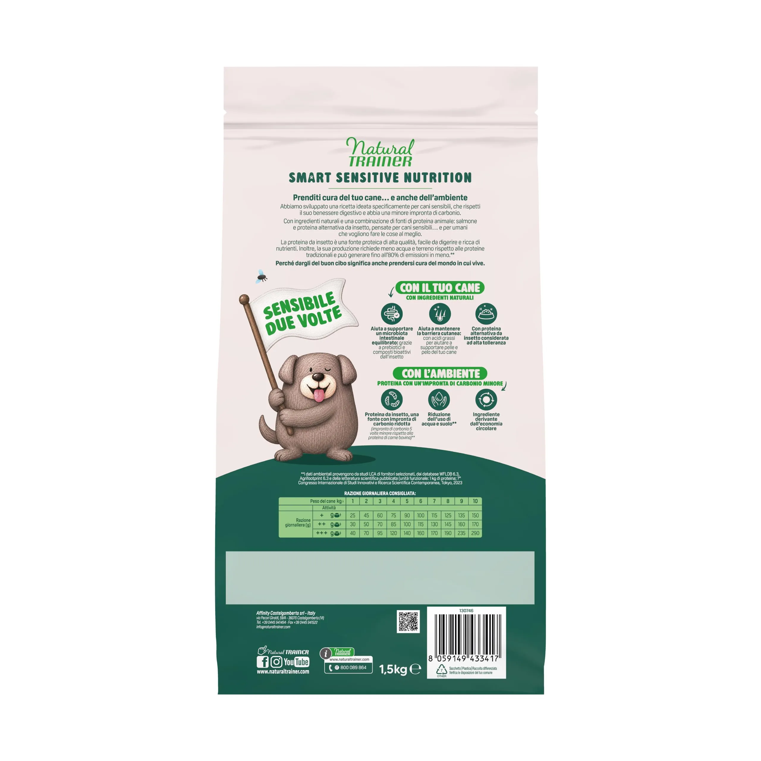 Natural Trainer Sensitive No Grain Adult Cane Salmone & Insetto 1,5kg - immagine 2