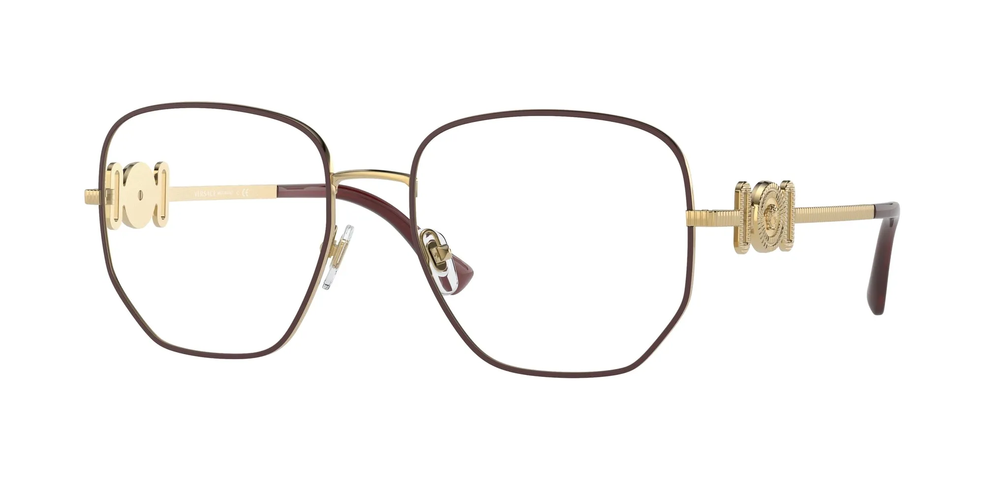 Versace VE1283 1480 Montature da vista Metallo Rosso Trasparente Geometrica Normale - immagine 1