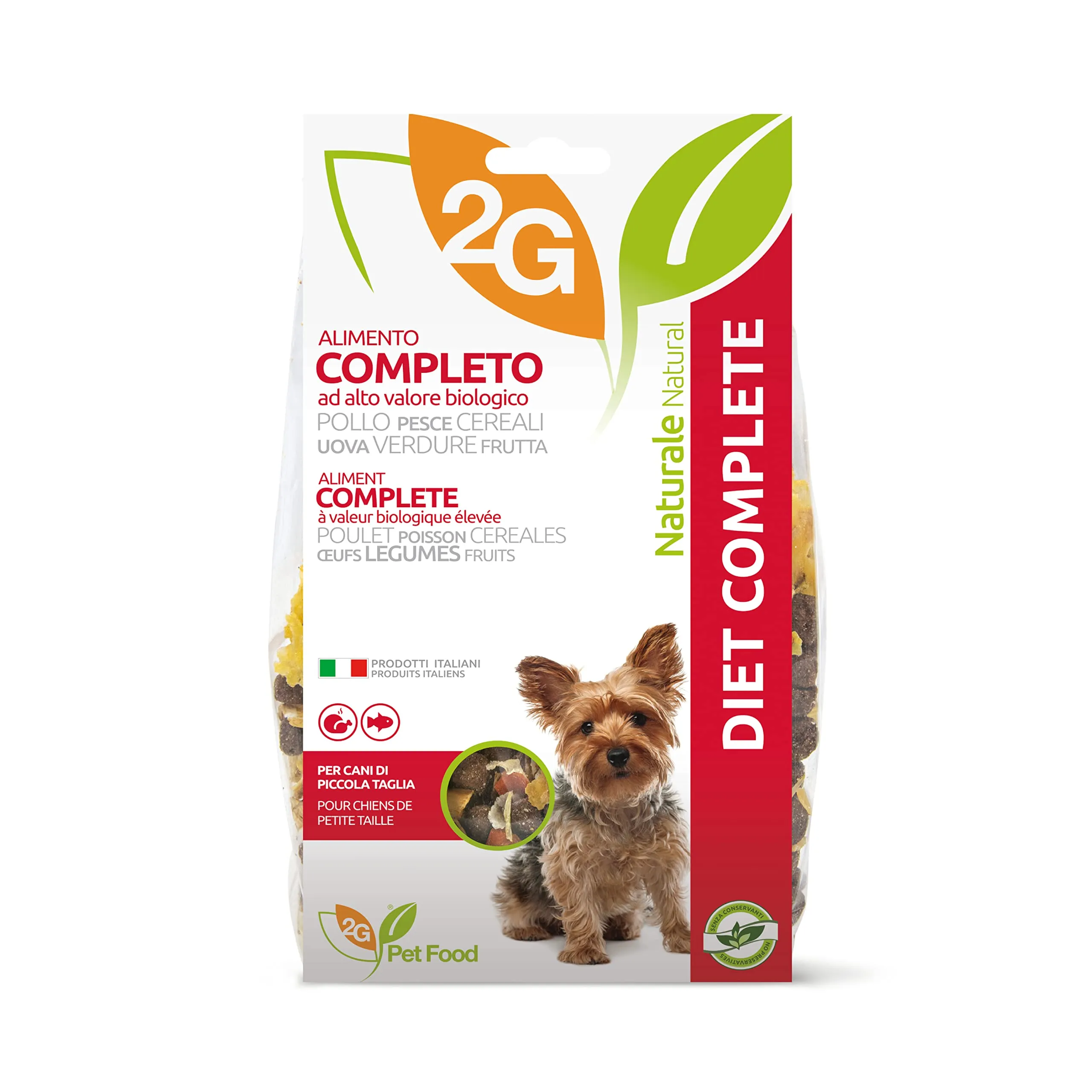 2G Pet Food Diet Complete Alimento Completo per Cani con Pollo e Salmone Pasto completo e bilanciato con cereali, verdure e proteine 350g - immagine 1