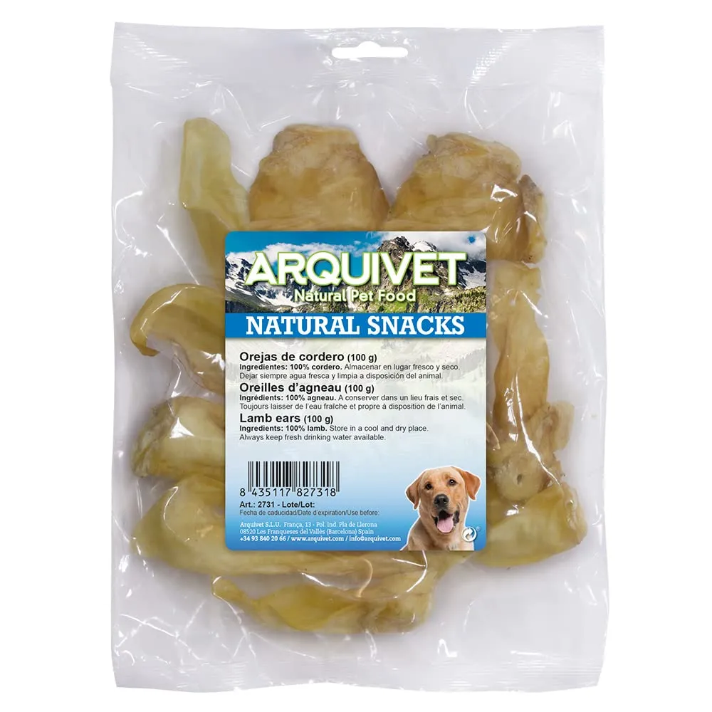 ARQUIVET Orecchio di Agnello per Cani - Sacchetto 100 gr - Snack Naturali per Cani - Masticabile - immagine 1