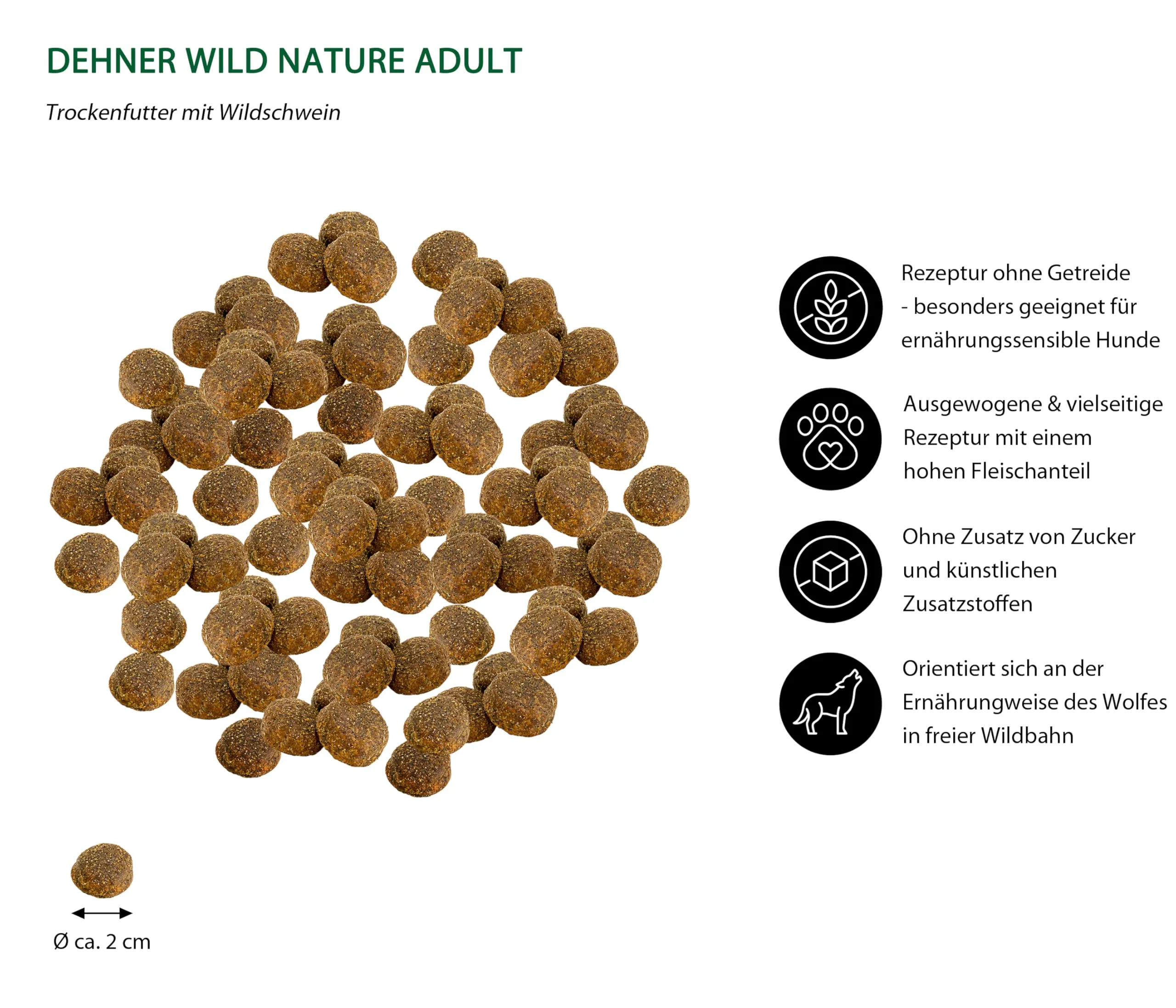 Dehner Wild Nature - Cibo per cani, sottobosco, senza cereali, senza zucchero, per cani adulti, cinghiale, 12 kg - immagine 3