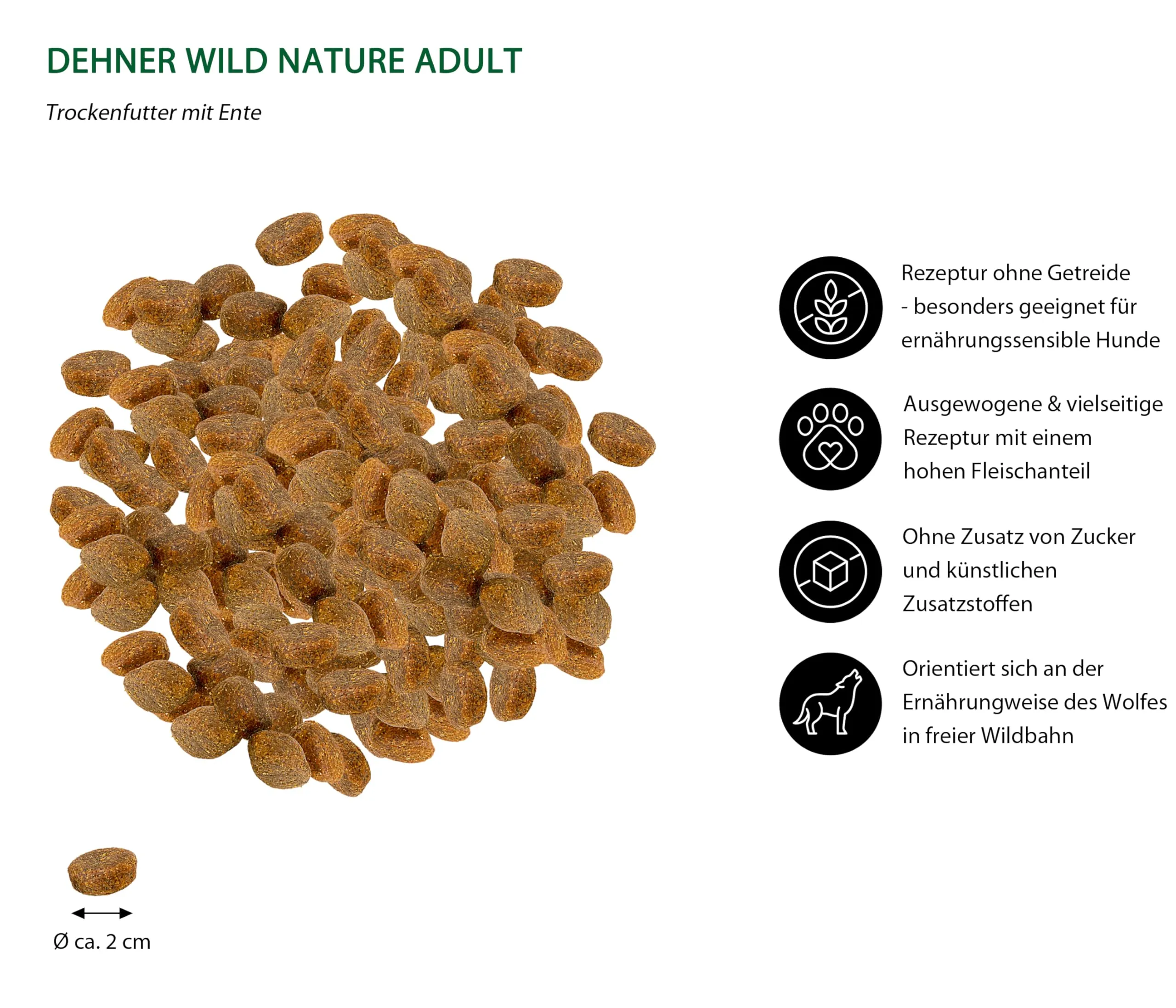 Dehner Wild Nature - Cibo per cani, senza cereali, senza zucchero, per cani adulti, anatra, 12 kg - immagine 3