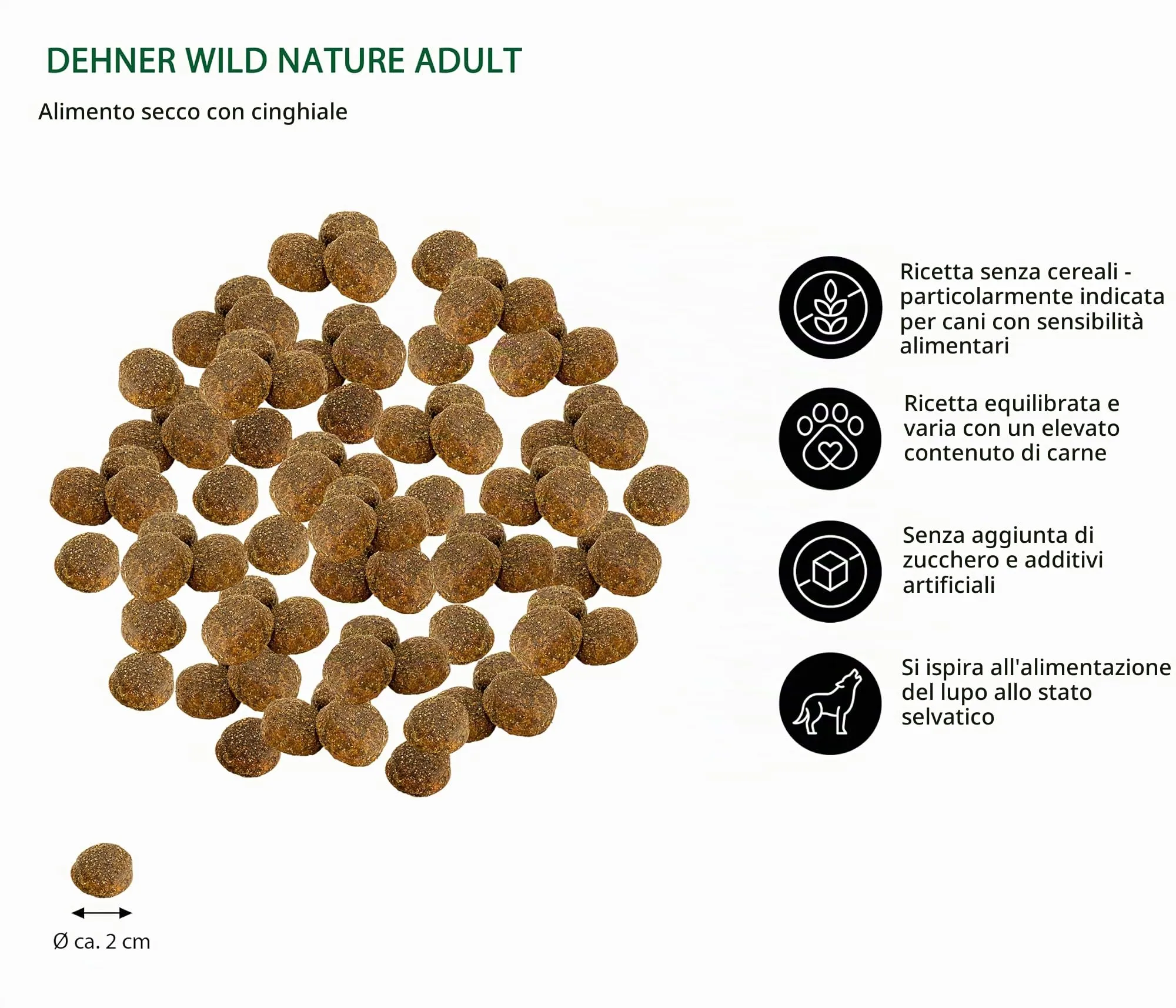Dehner Wild Nature Cani crocchette sotto Legno Adult, Cinghiale - immagine 3