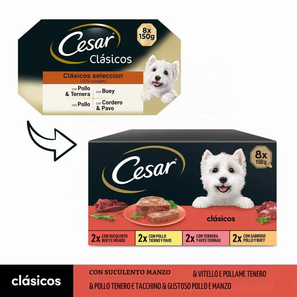Cesar Cibo umido per cani, selezione di classici in paté, confezione da 3 x 8 x 150 g - immagine 7