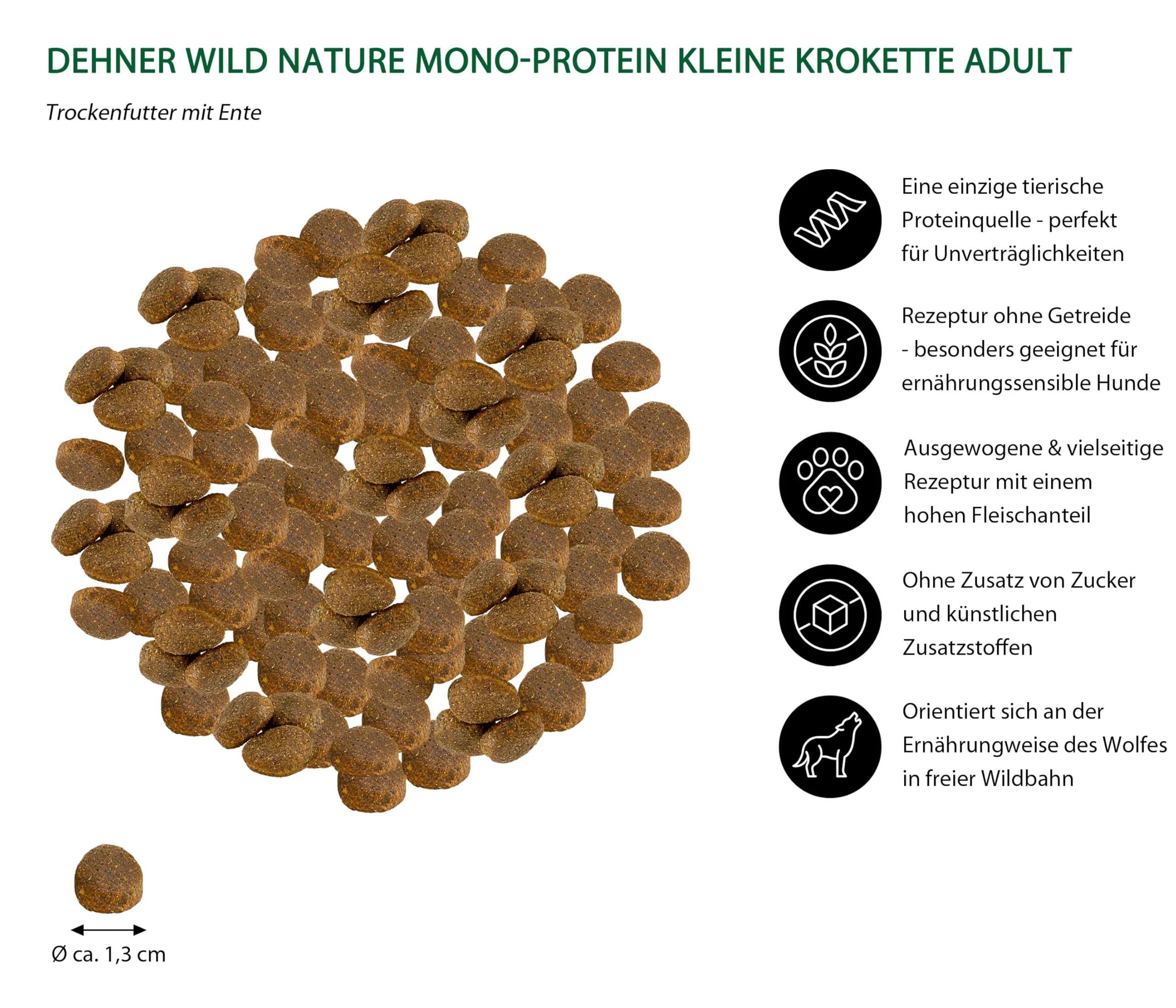 Dehner Wild Nature - Cibo secco per cani mono proteine, anatra, 4 kg - immagine 2
