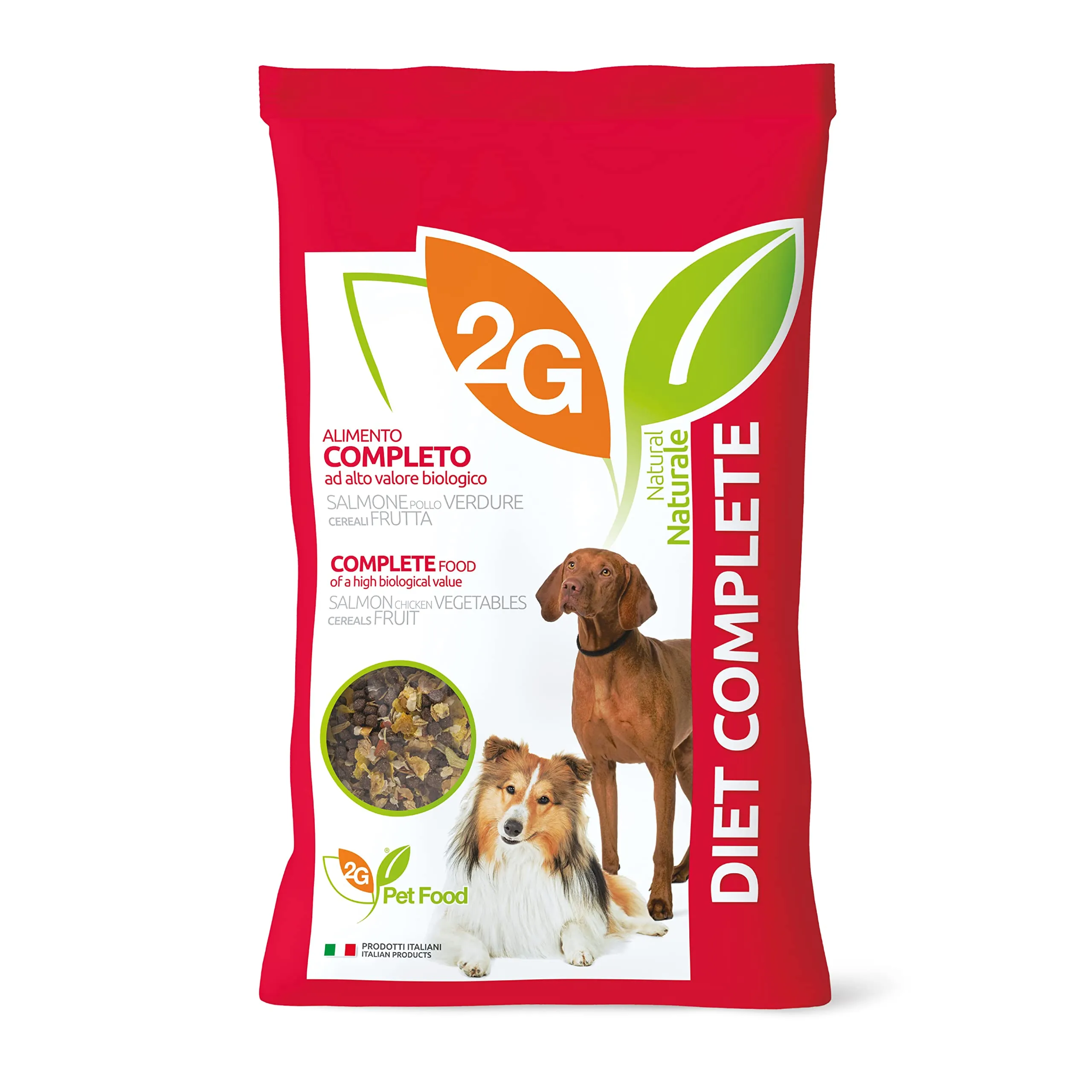 2G Pet Food Diet Complete Alimento Completo per Cani con Pollo e Salmone Pasto completo e bilanciato con cereali, verdure e proteine 8kg - immagine 1