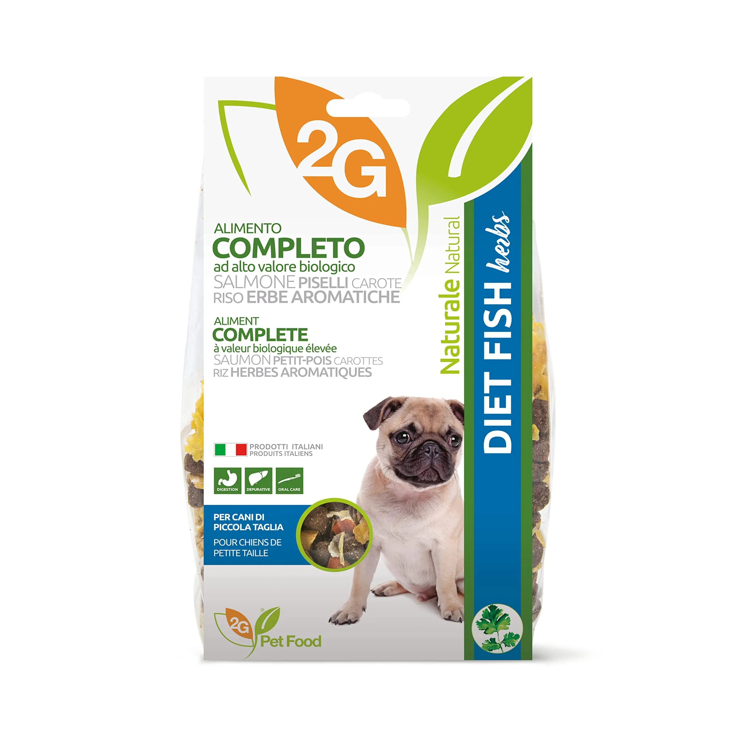 2G Pet Food Diet Fish Herbs Cibo Monoproteico per Cani con Crocchette di solo Salmone ed erbe aromatiche Funzionale, digeribile e naturale Formato 350g Per tutte le razze ed età Made in Italy - immagine 1